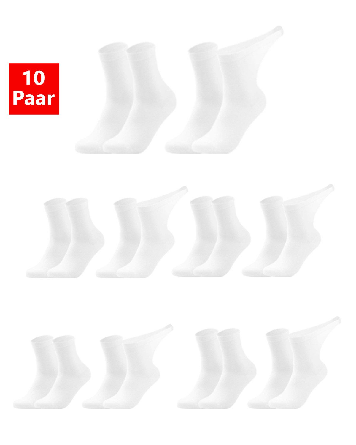 Vitasox Diabetikersocken für Damen - Gesundheitsstrümpfe ohne Einschneiden und Abdrücken (10-Paar) mit weichem und dehnbarem Komfortbund ohne Gummi