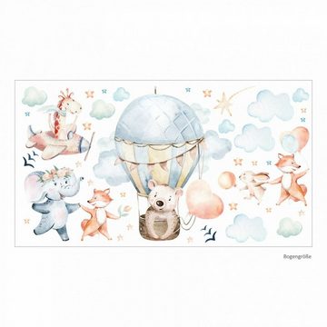 nikima Wandtattoo 208 Ballon Aquarell Tiere Wolken Fuchs (PVC-Folie), in 6 vers. Größen
