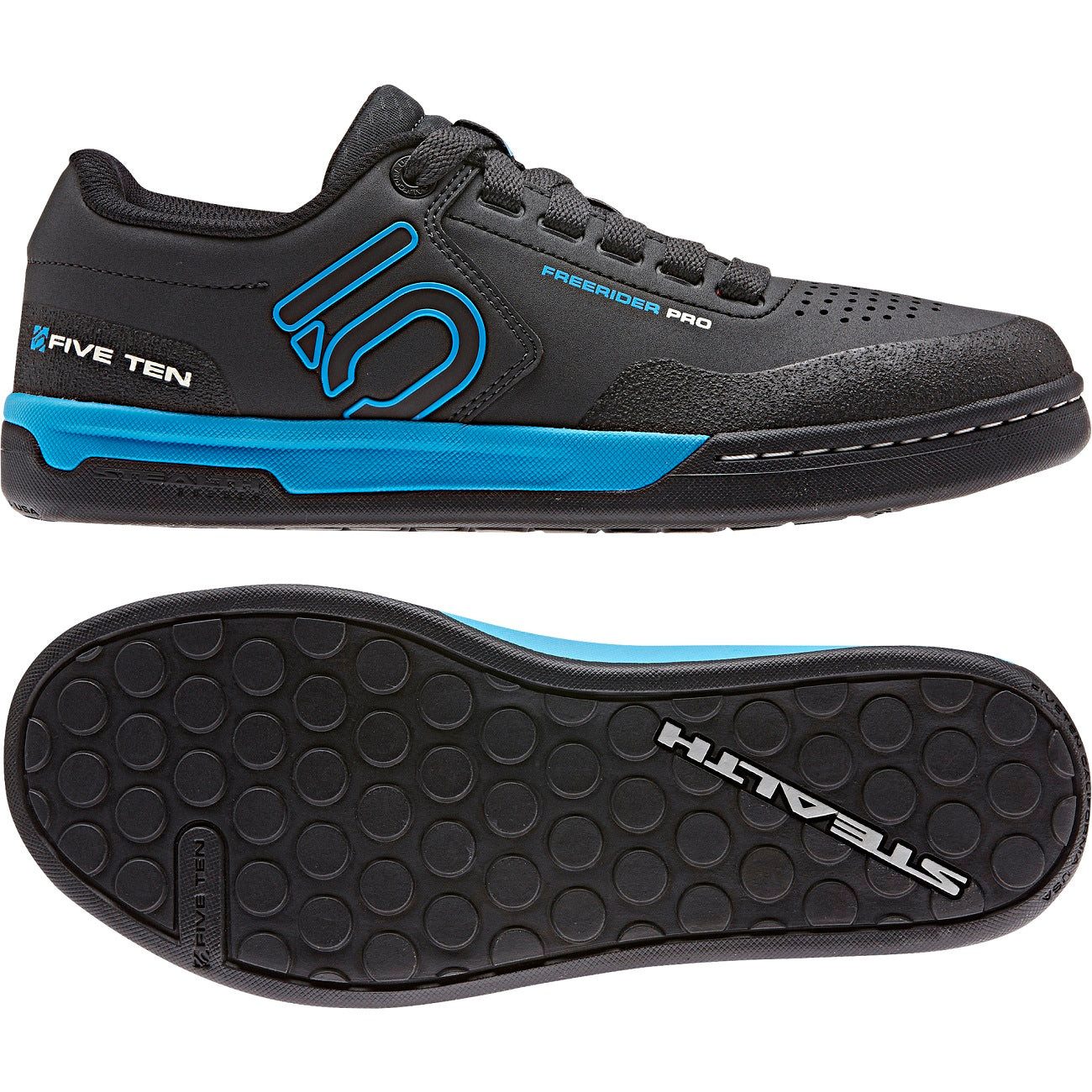Five Ten Five Ten Freerider Pro Woman Schuhe, Schwarz-Blau Fahrradschuh Flat-Pedal-Schuh mit Zehenschutz und griffigem Gummiprofil.