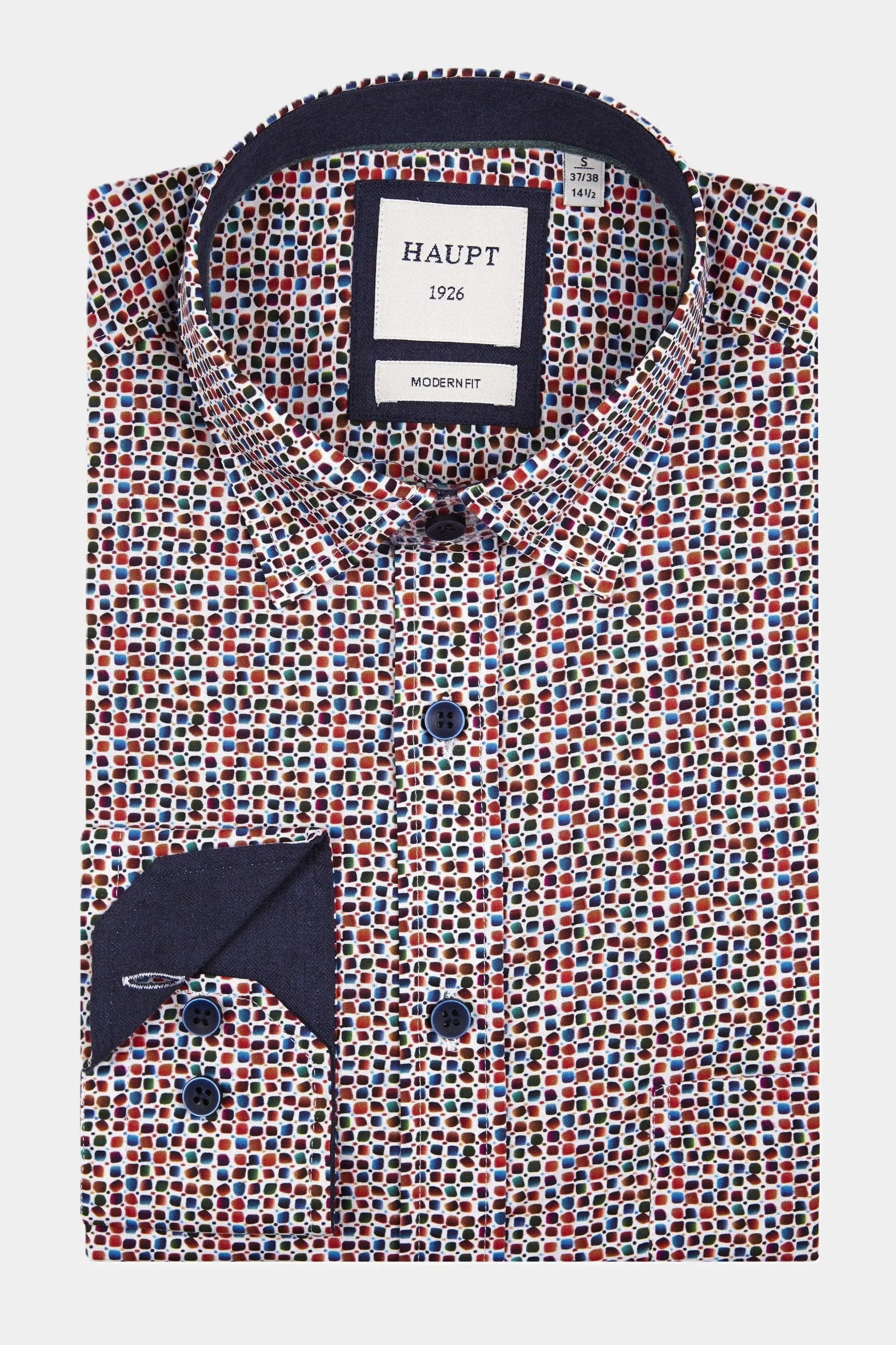 Haupt Langarmhemd Haupt Flanell Modern Fit Langarm Herrenhemd mit Allover P günstig online kaufen