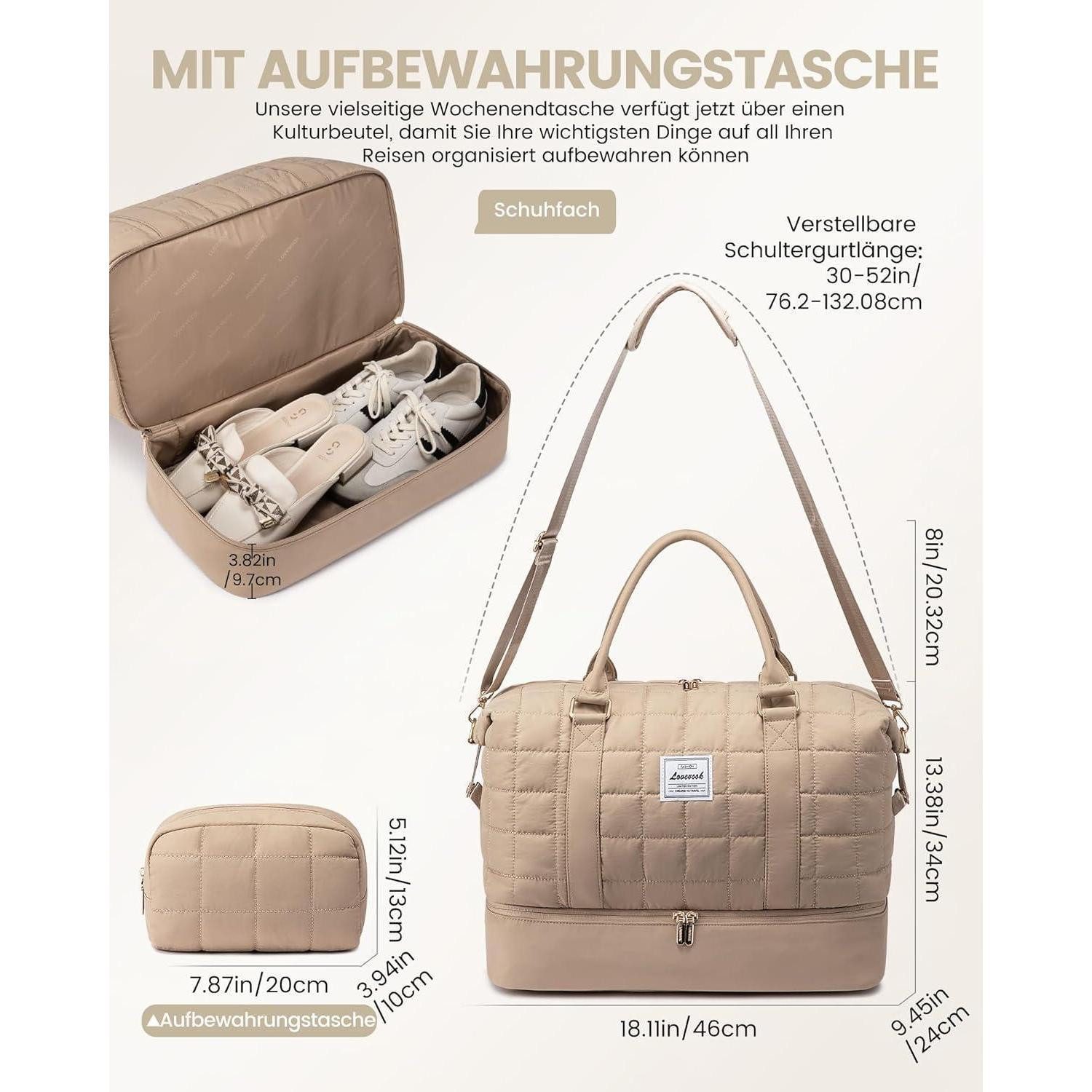 LuxusKollektion Weekender Große Leichte Reisetasche Damen Weekender Handgepäck Tasche mit