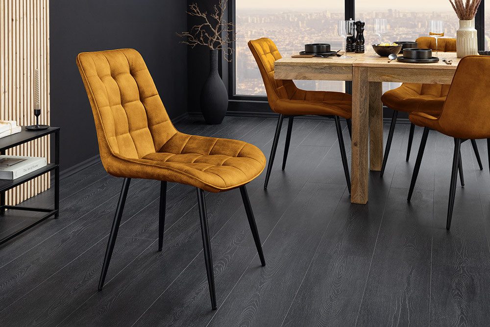 riess-ambiente Esszimmerstuhl ROADSTAR senfgelb / schwarz - Samt, Metallbei günstig online kaufen