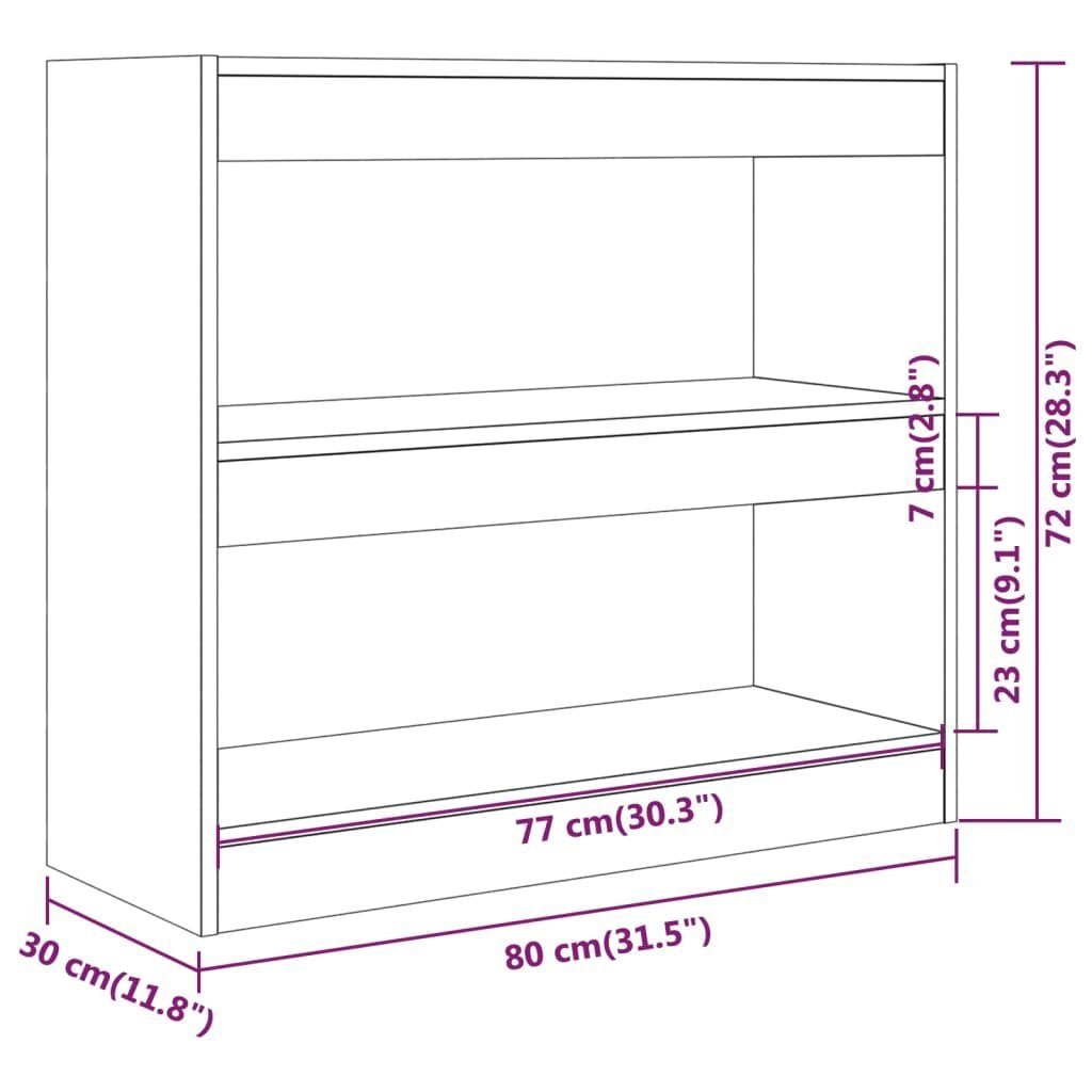 80x30x72 cm Bücherregal furnicato Bücherregal/Raumteiler Weiß