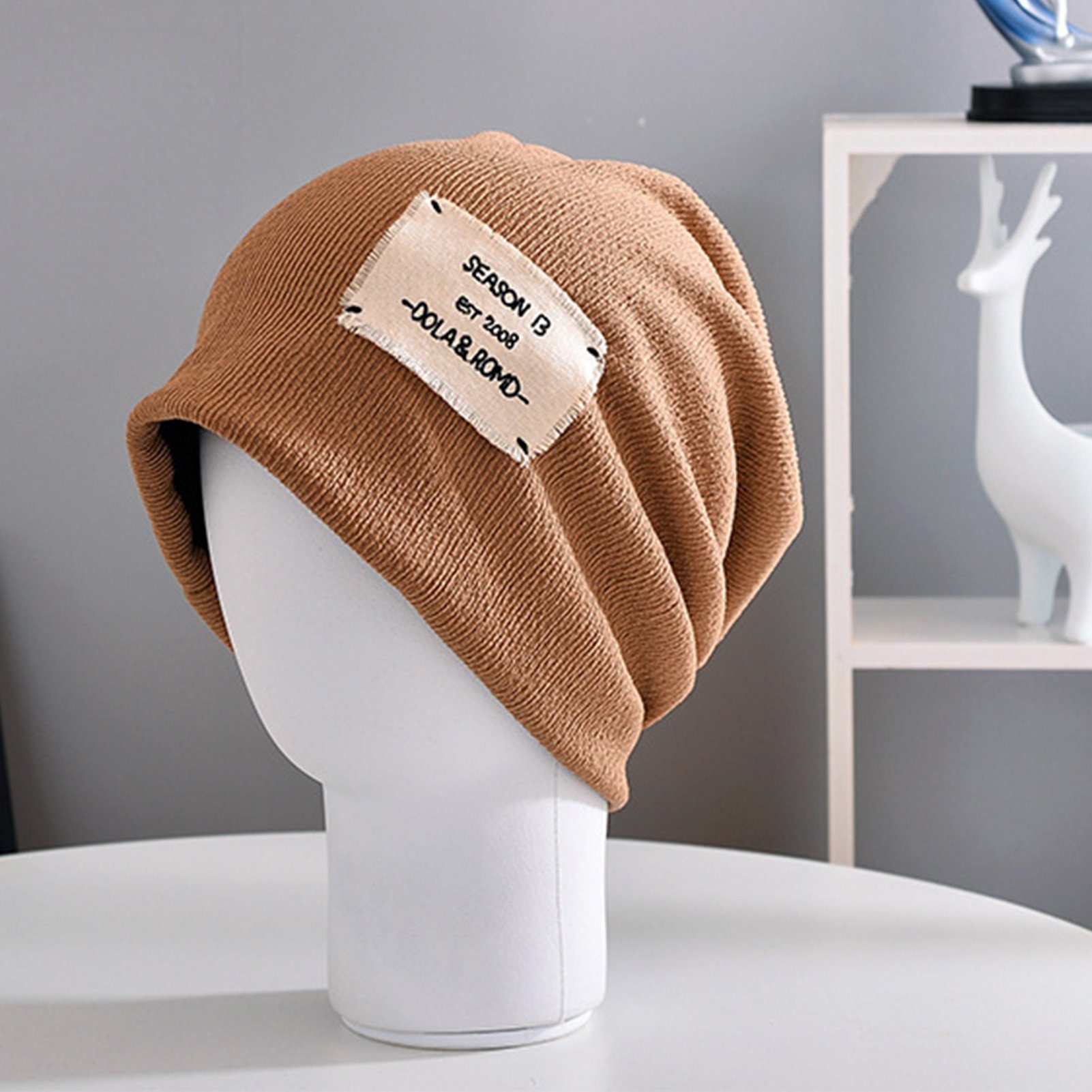 Beanie-Mütze Herren, Damen Leichte Blusmart Strickmütze Für Elastische, khaki Und Strickmütze Slouchy