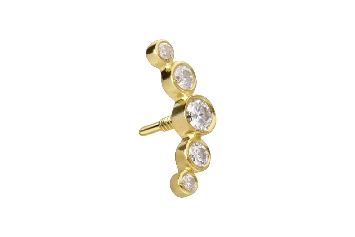 PIERCINGLINE Piercing-Set 14 Karat Gold Schraubaufsatz mit Außengewinde MOISSANIT-BOGEN (Schraub-Aufsätze, 1-tlg)