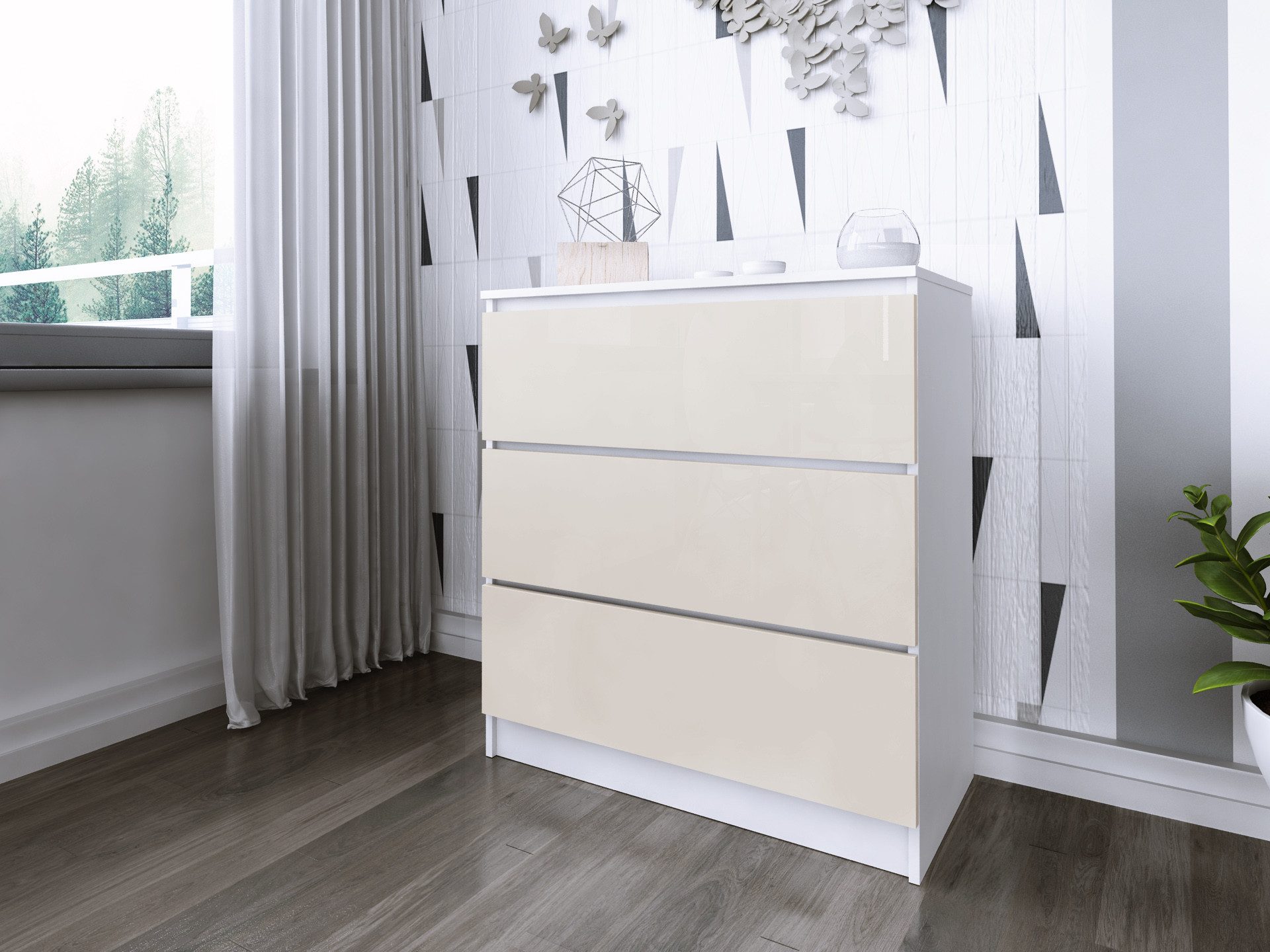 Faizee Möbel Schubkastenkommode Zoe breit mit 3 Fächer