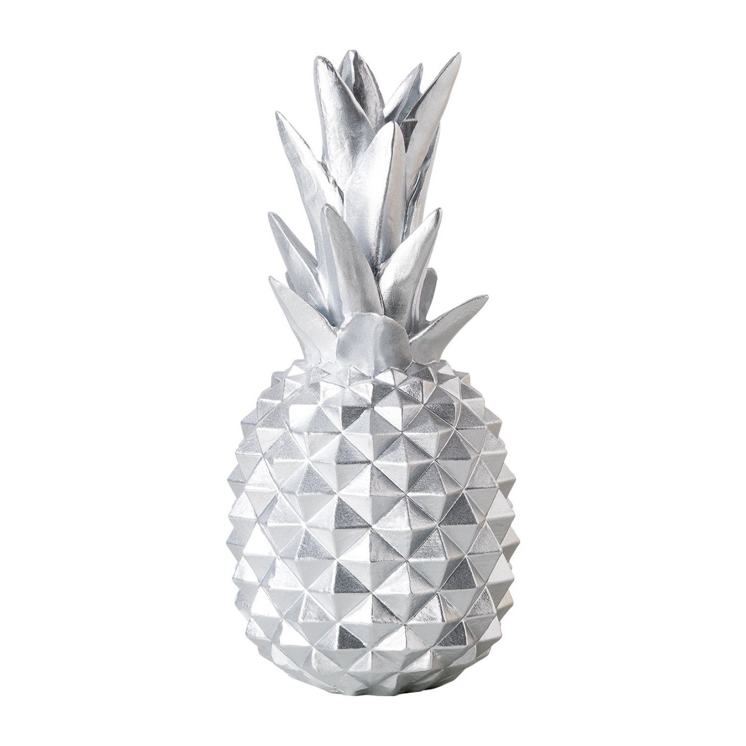 shelfmade Dekofigur Ananas Deko Wohnzimmer Tischdeko aus Kunstharz - Polyresin Deko Ananas Silber