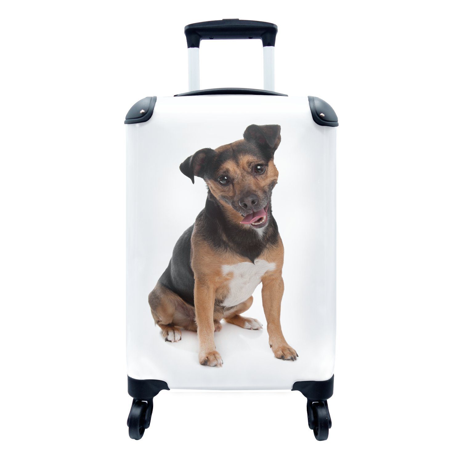 Jack für Handgepäckkoffer Hund, Handgepäck Verspielter Rollen, MuchoWow Trolley, Russel Ferien, 4 rollen, Reisetasche mit Reisekoffer