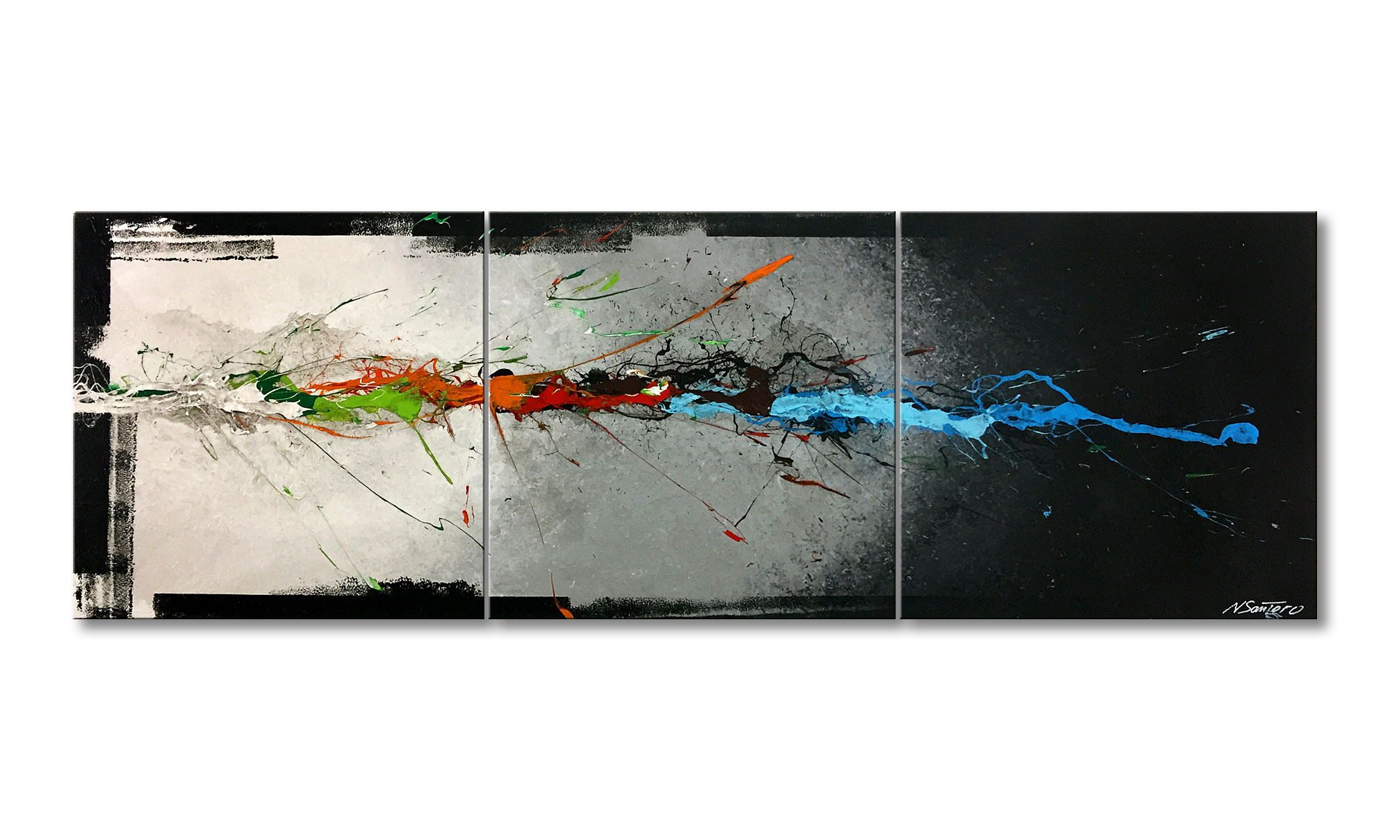 WandbilderXXL XXL-Wandbild Mono Destruction 210 x 70 cm, Abstraktes Gemälde, handgemaltes Unikat