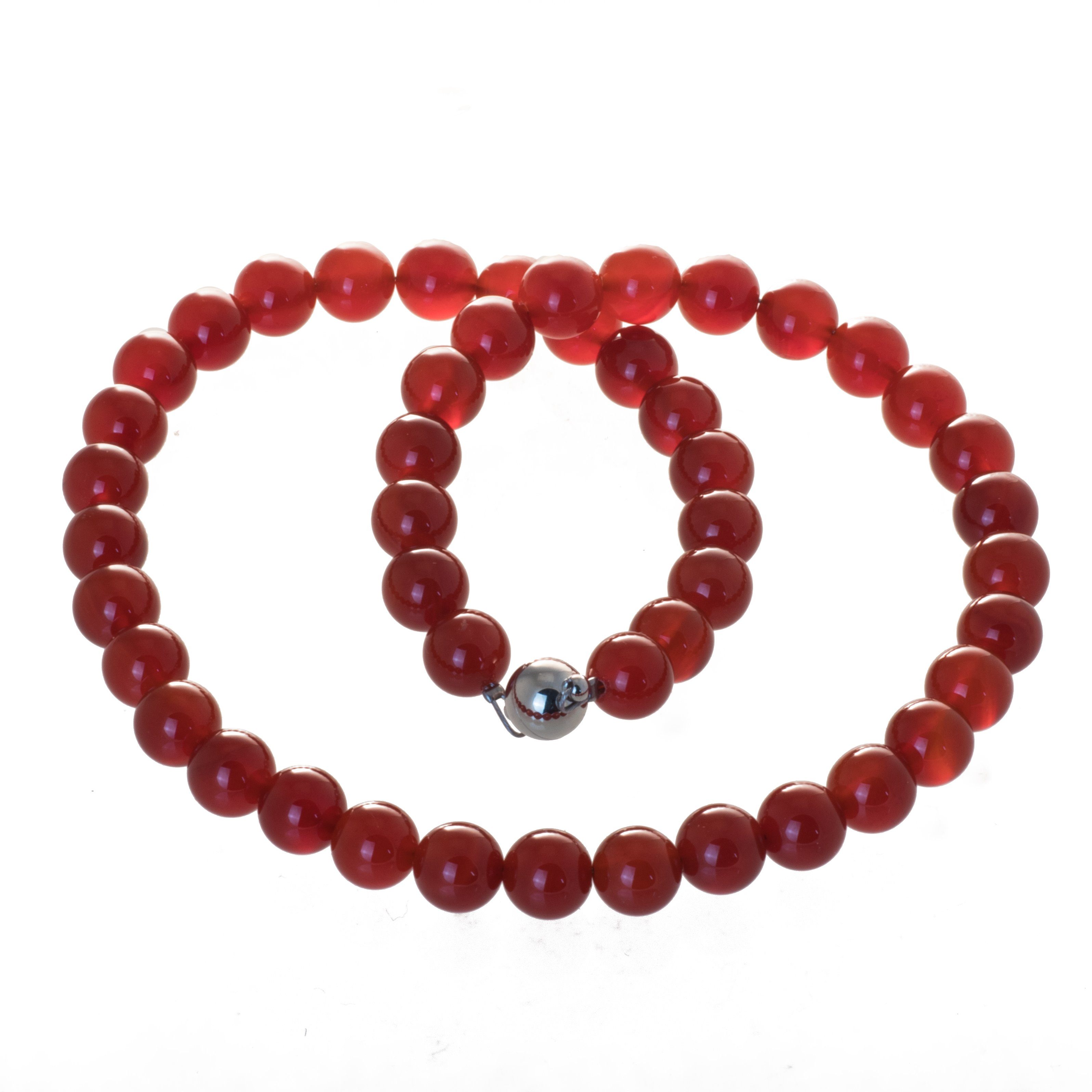 Perlenkette Kette mit 10 mm Karneol Perlen, Magnetverschluss günstig online kaufen