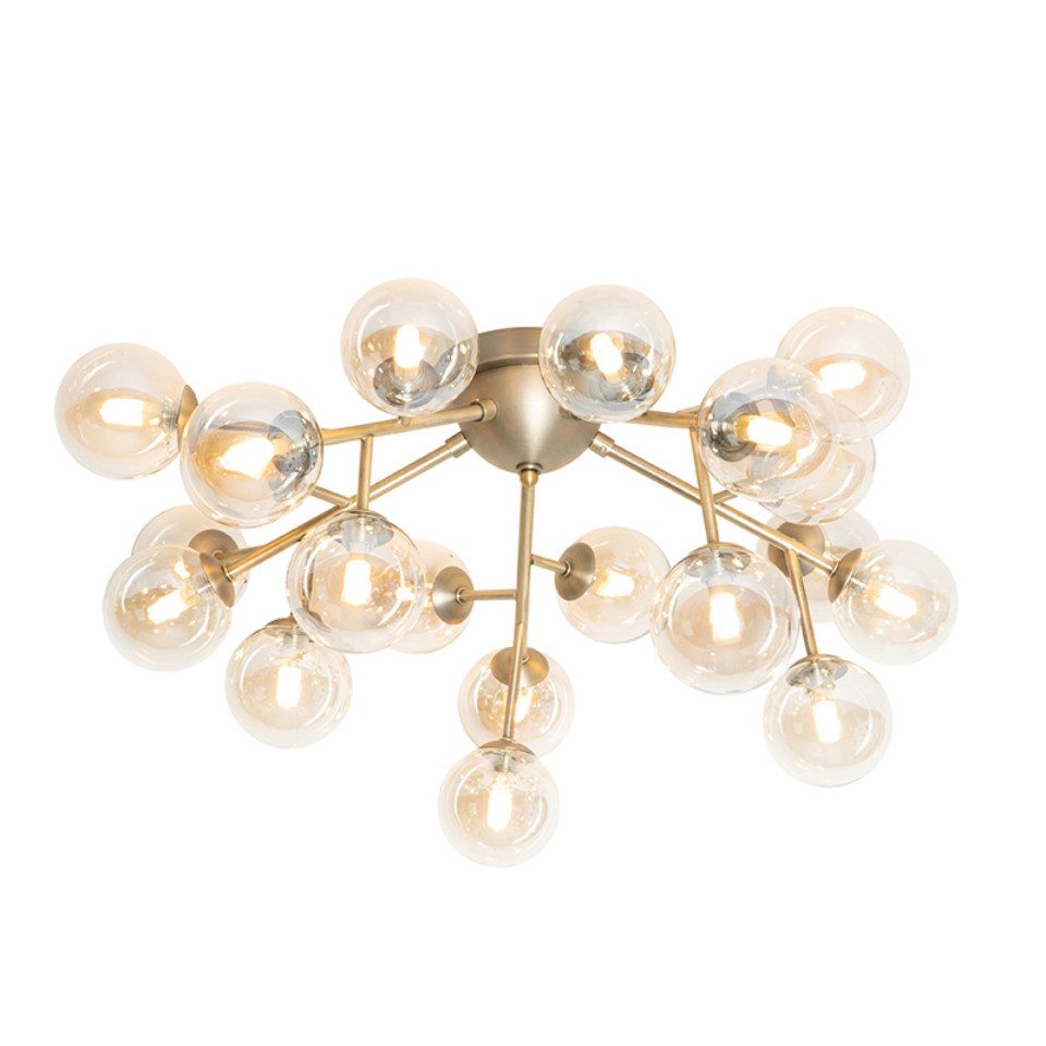 Qazqa Deckenleuchte Bianca, ohne Leuchtmittel, G9, Bronze, Art Deco, Glas, 20-flammig