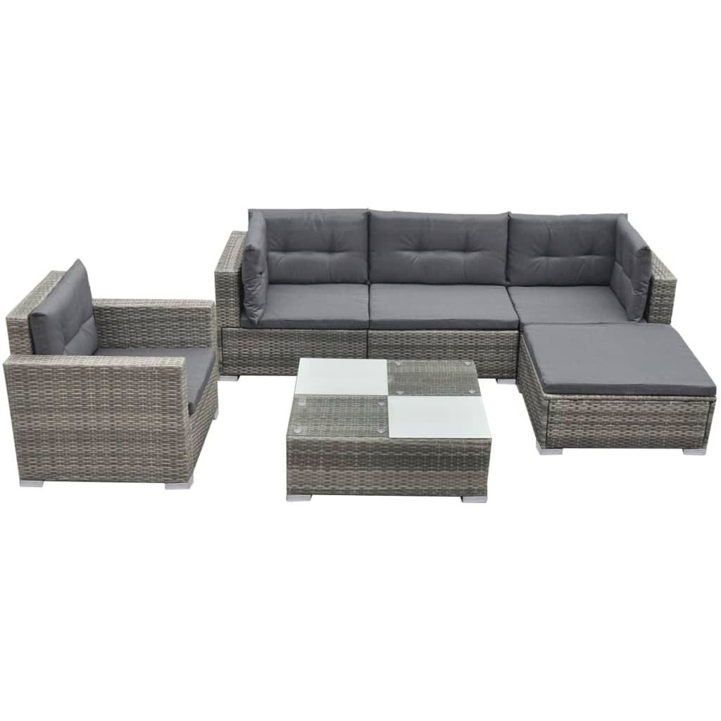 furnicato Garten-Essgruppe Garten-Sofagarnitur PE-Rattan Grau 69,5x69,5x52,5 cm, (1-tlg), Witterungsbeständige Sitzgruppe mit Glasplatte und waschbaren Kissen