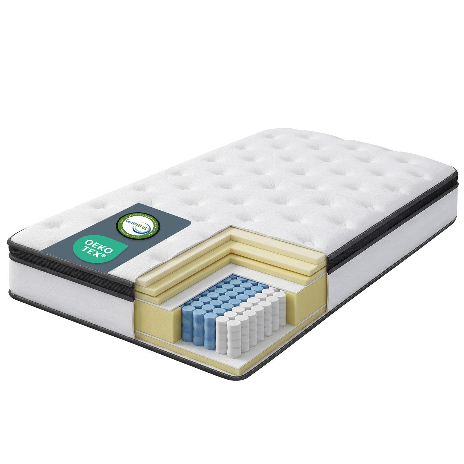 Taschenfederkernmatratze, Woltu, 24 cm hoch, Taschenfederkernmatratze, ergonomisch und atmungsaktiv für Einzelbett