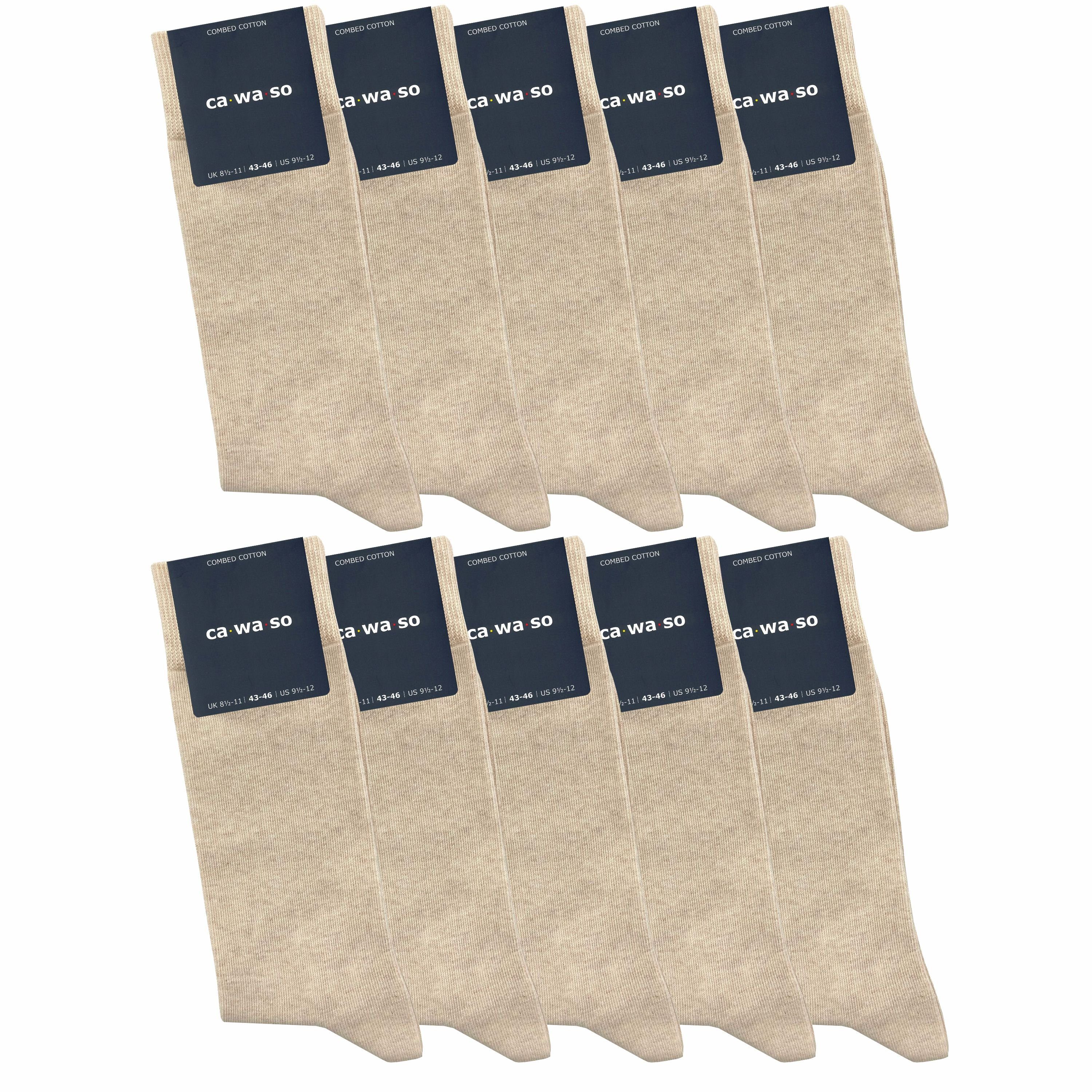 schwarz, in beige Paar) für weich & Damen weiteren Farben aus Socken - (10 grau, und bunt, Herren doppelt Socken ca·wa·so Baumwolle blau & gekämmter - bequem