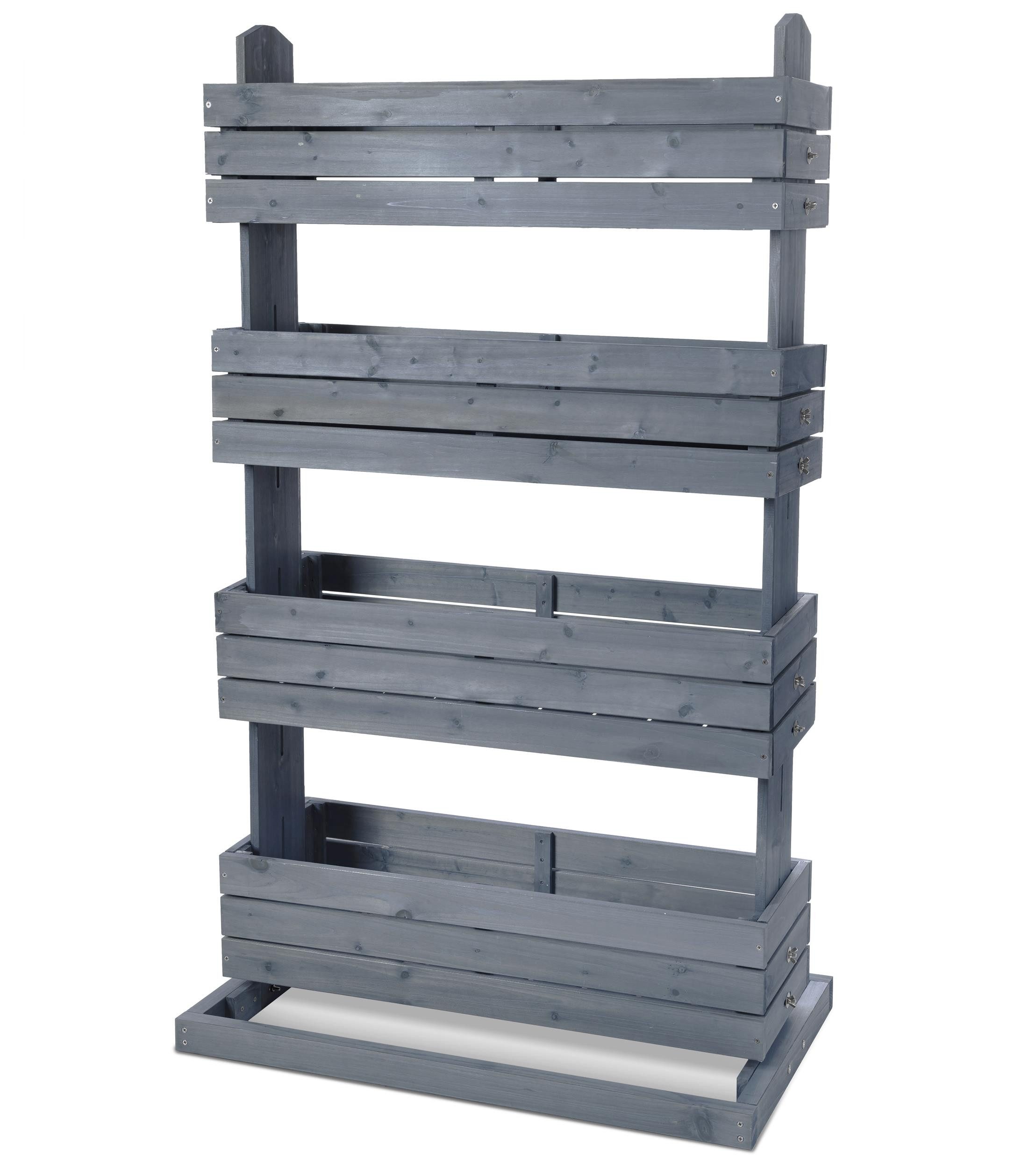 matrasa Hochbeet CUBE 4 - Vertikales Beet für Terrasse Balkon & Garten in Grau, mit 4 Etagen und beweglichen Kästen