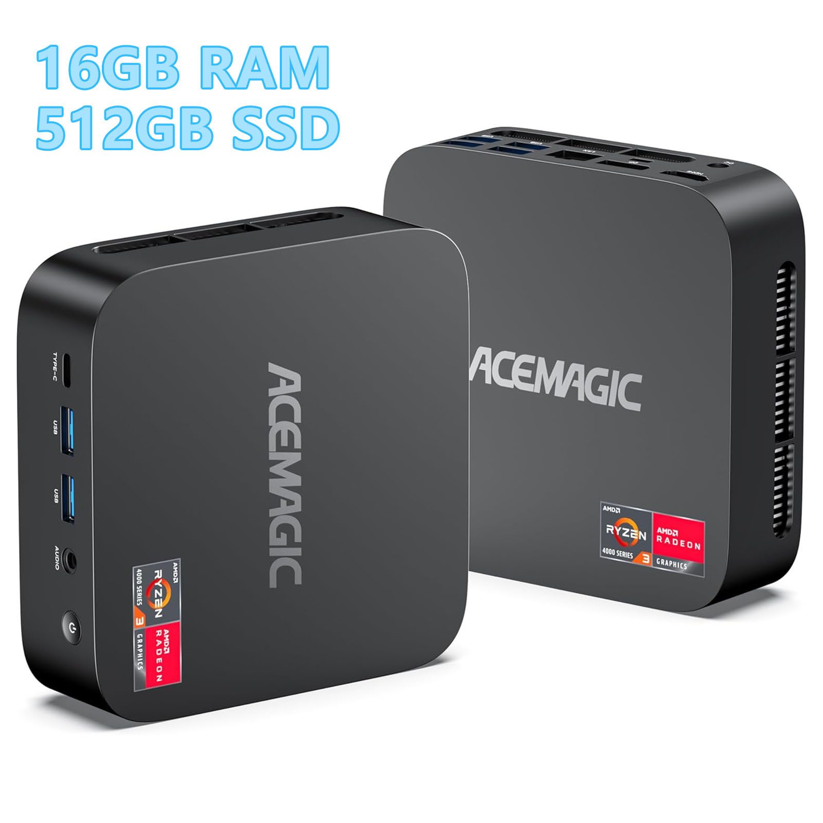 ACEMAGIC AMD Ryzen Embedded R2544, 16GB DDR4 RAM 512GB SSD,4 Kerne, bis 3,7 GHz Mini-PC (AMD Ryzen Embedded R2544, AMD Radeon™ Graphics, 16 GB RAM, 512 GB SSD, Windows 11 Pro, WIFI 5, Bluetooth 4.2, 4C/8T, 4K UHD, Home Mini PC)