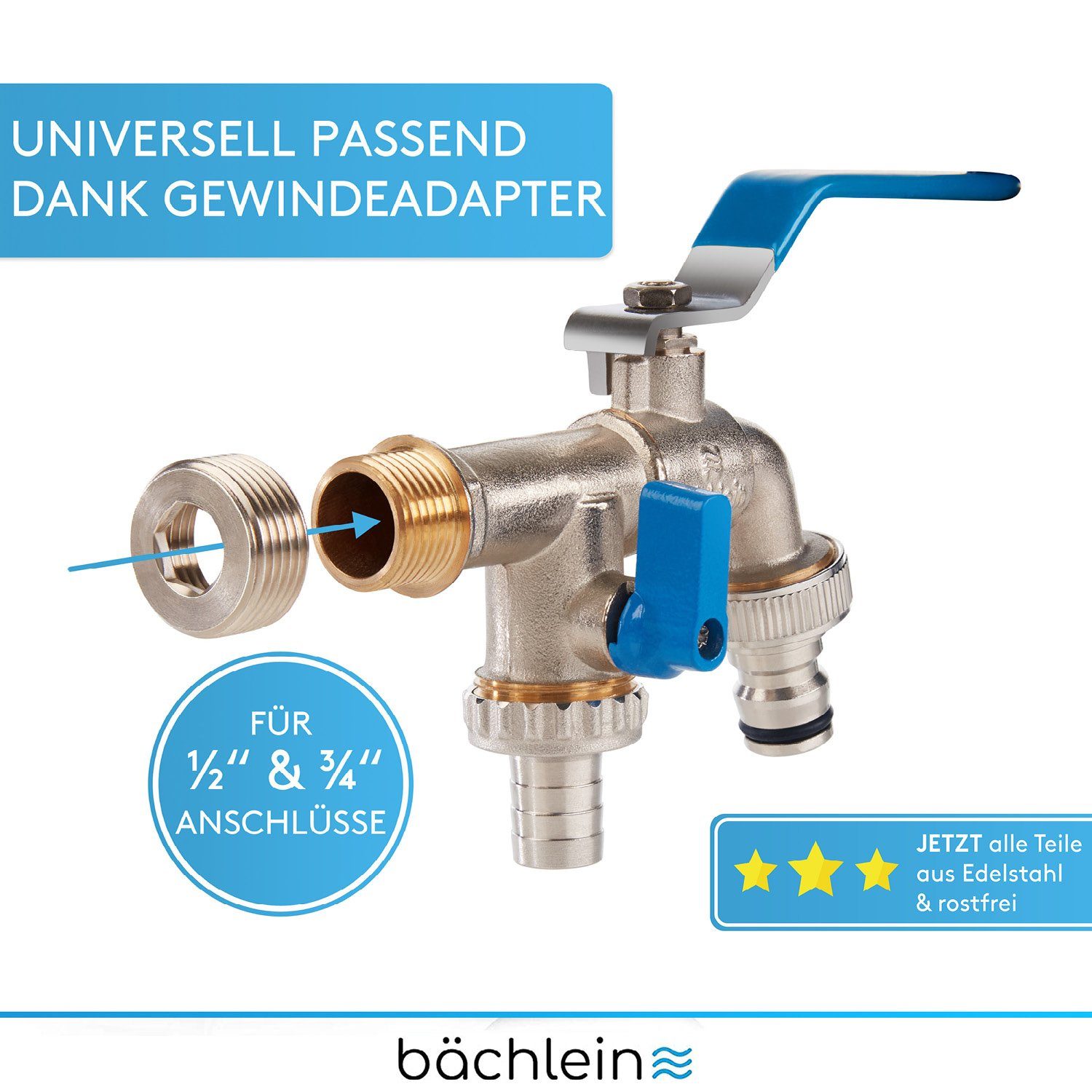 Bächlein Auslaufventil Doppel-Wasserhahn für den Garten – Bild 2 von 5