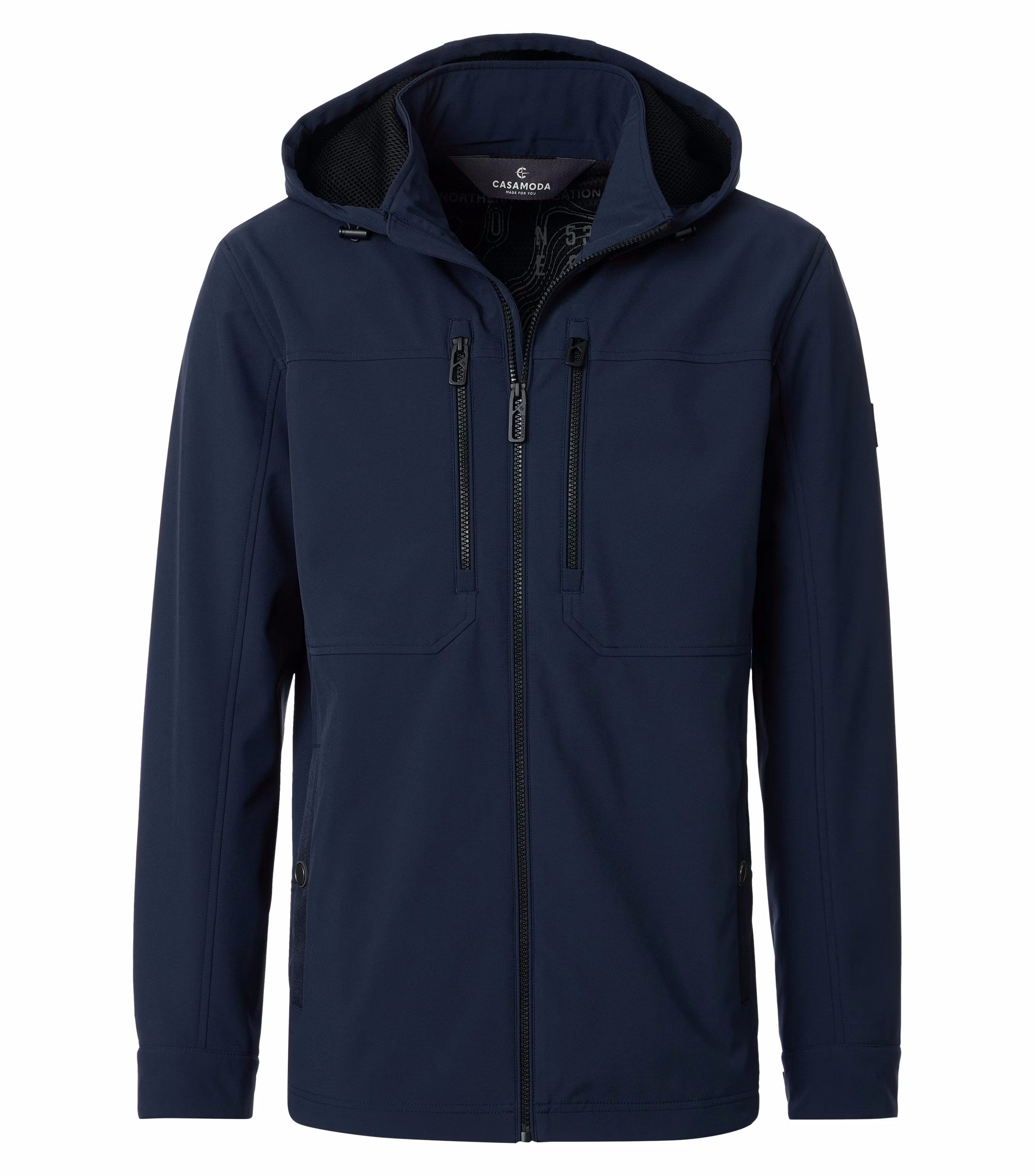 CASAMODA Softshelljacke CASAMODA Outdoor-Softshelljacke Kapuze Zipper Regular Marine