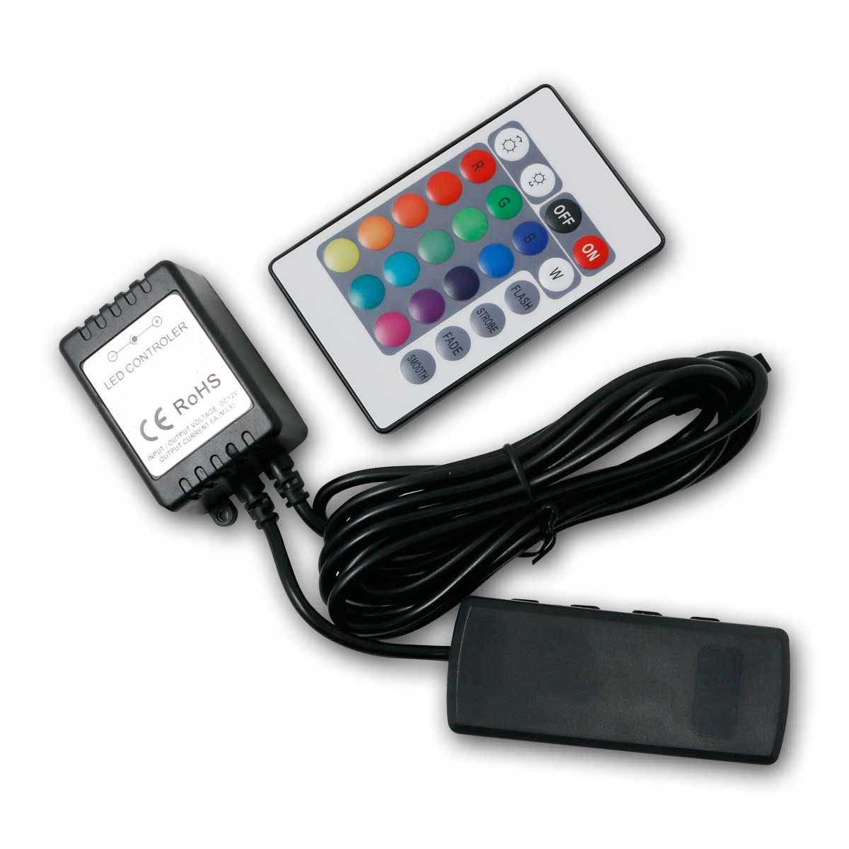 world-trading-net RGB LED Controller IR-FB, 9er Buchse, 12V/6A Controller-Modul