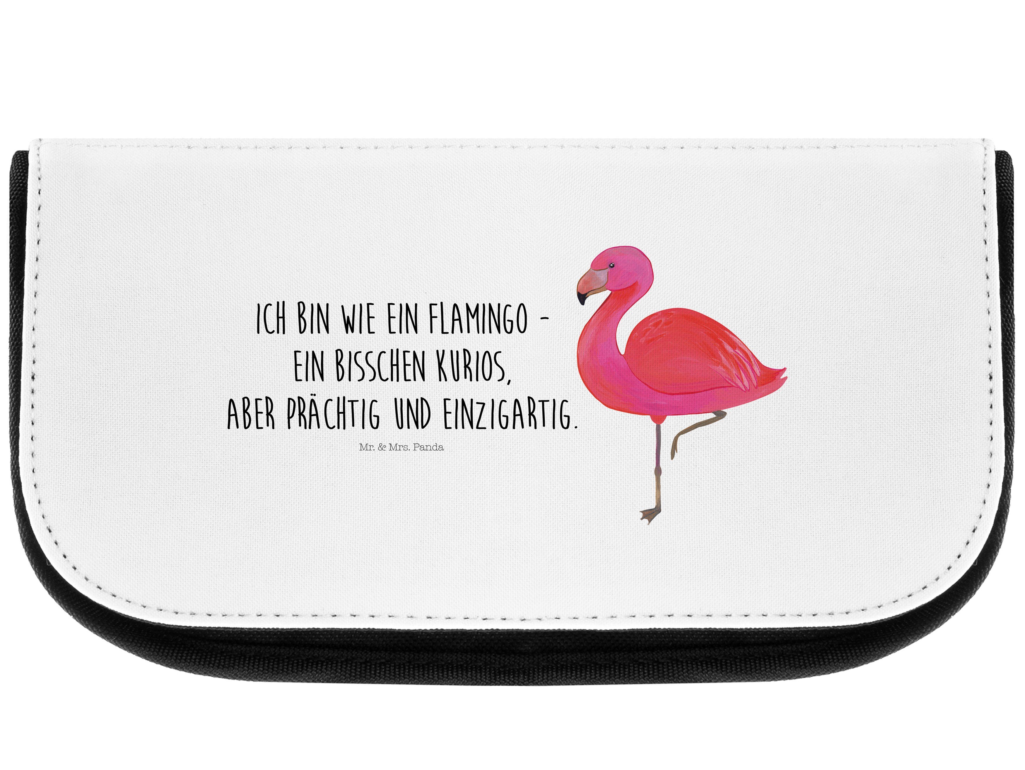 Mr. & Mrs. Panda Kosmetiktasche Flamingo classic - Weiß - Geschenk, Make-Up Tasche, rosa, Spruch, Kul (1-tlg)