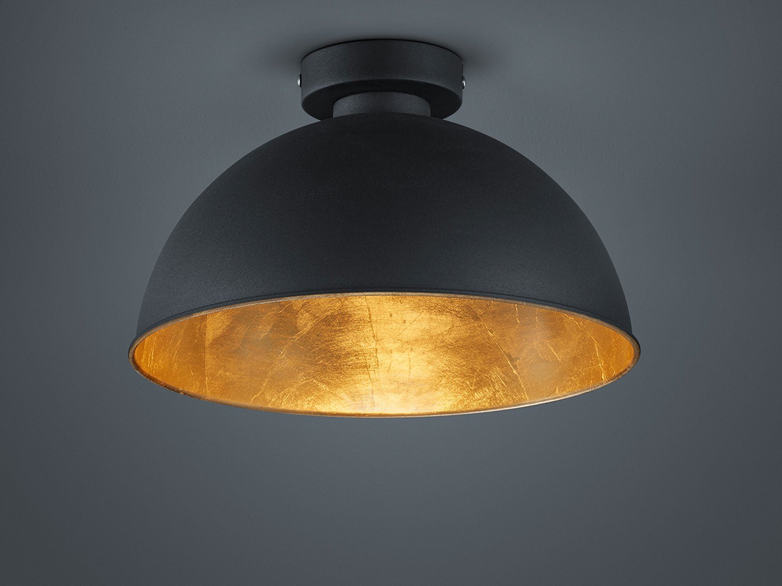 meineWunschleuchte LED Deckenleuchte, LED Rund 31cm Gold wechselbar, Einflammig Industrial Schwarz Ø Warmweiß, Designklassiker