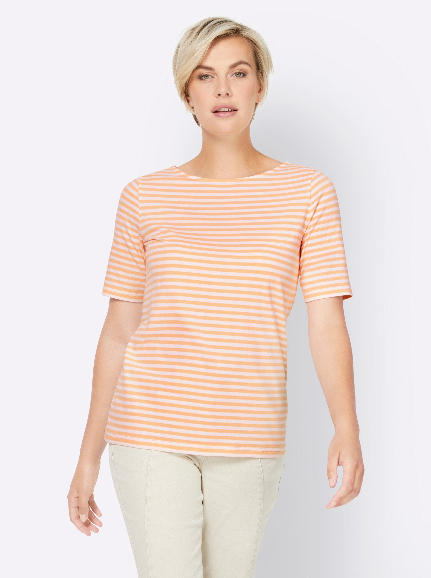 heine T-Shirt apricot-ecru-gestreift