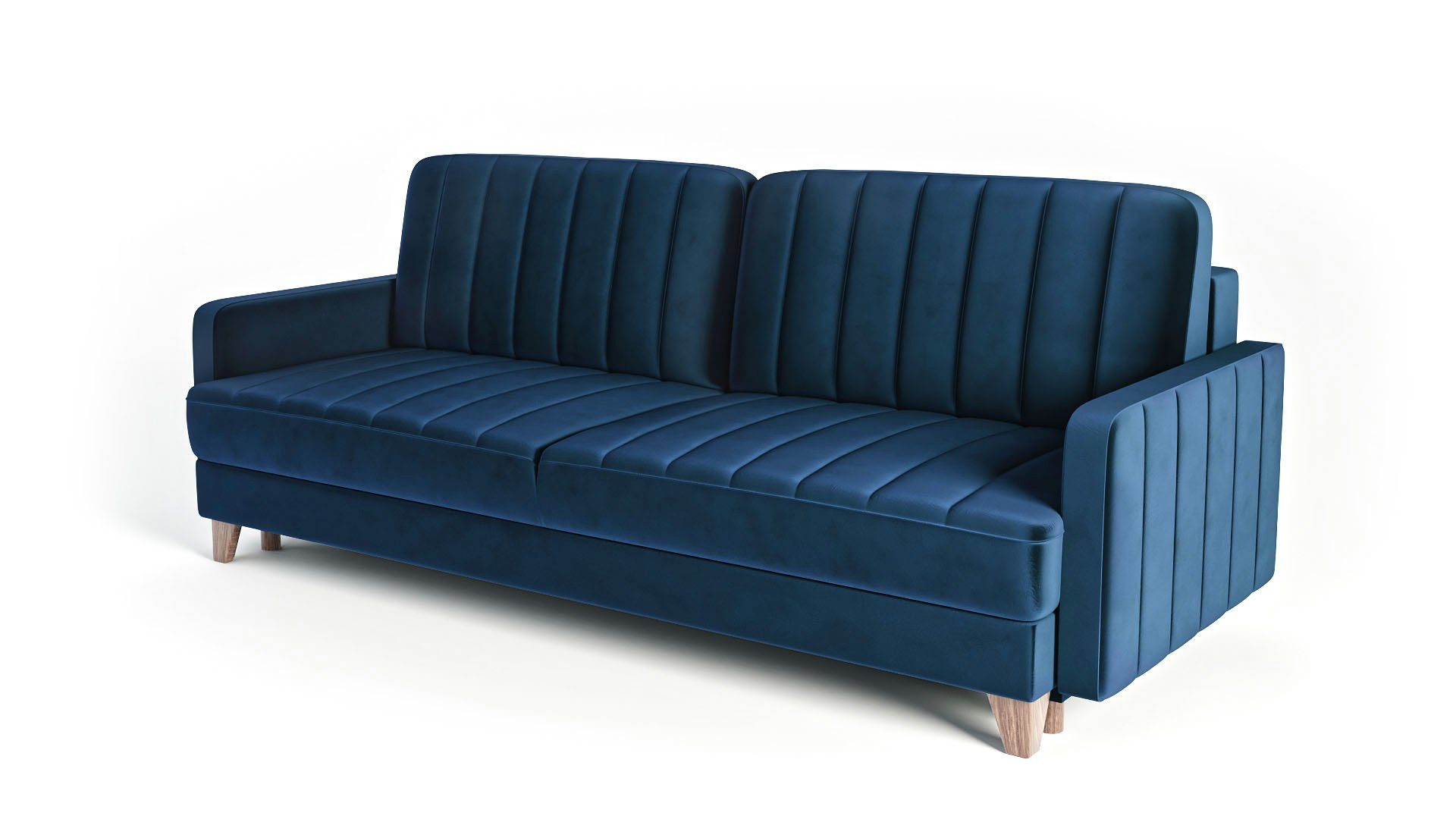 Dreisitzer-Sofa Ausklappbares Bettzeugbehälter Siblo - Sofa - Bali mit Schlaffunktion 3-Sitzer Blau 3-Sitzer