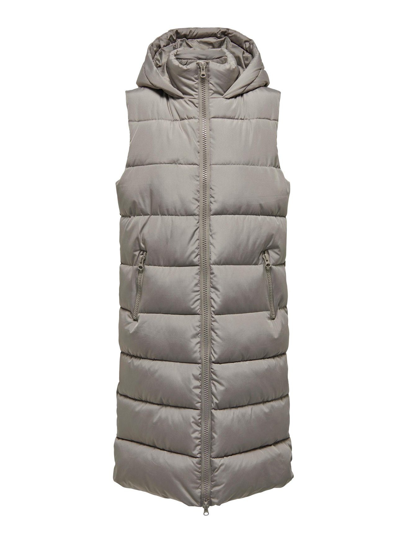 mit Kapuze Steppweste 6401 de YONG Steppweste Taupe Lange JACQUELINE in JDYVISKAS Puffer