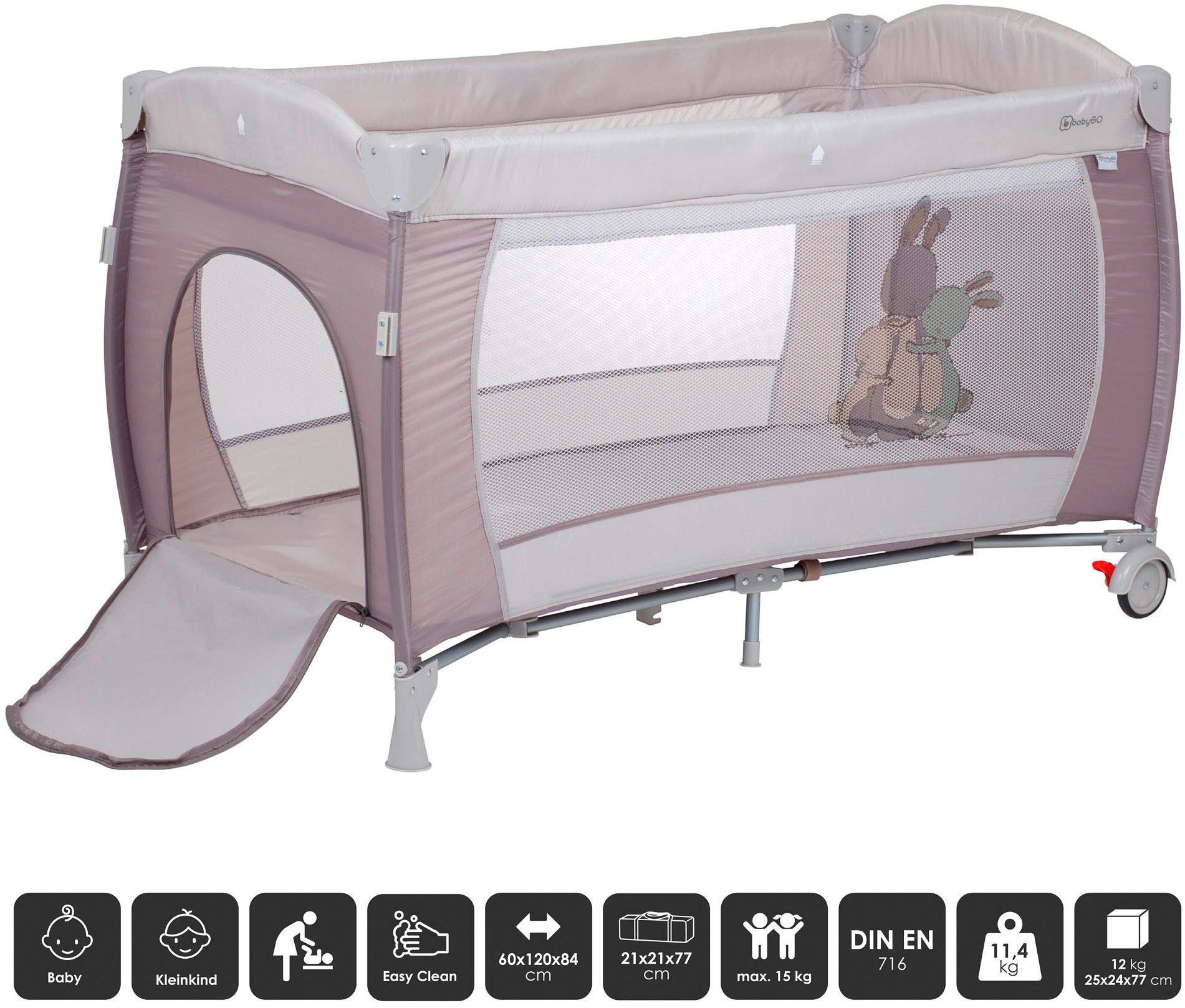 BabyGo Baby-Reisebett Sleeper Deluxe, beige, mit Musik-Mobile – Bild 3 von 5