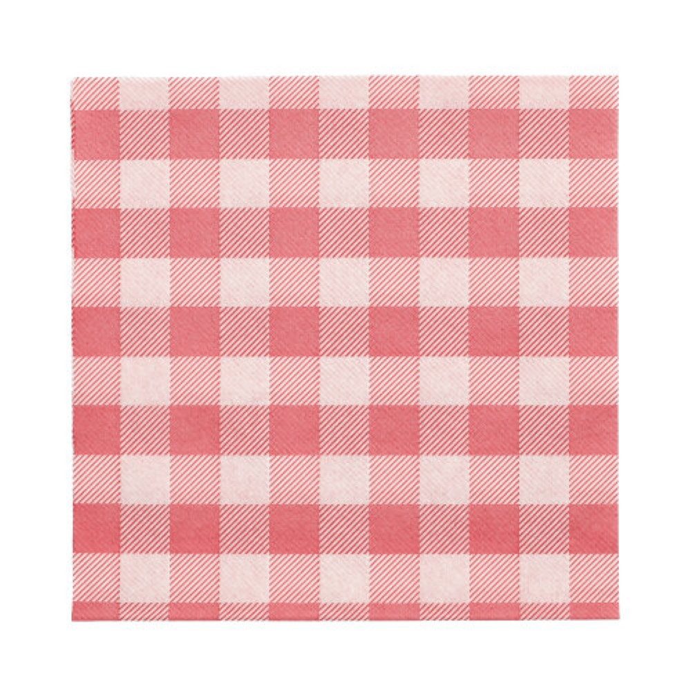 PAPSTAR Papierserviette 100 Servietten, 1-lagig 1/4-Falz 33 cm x 33 cm rot/weiss "Vichy Karo"