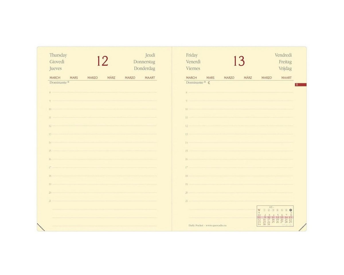 Thumbnail - Quo Vadis Taschenkalender Kalender Daily Pocket 8,8x13cm Silk türkis 2026