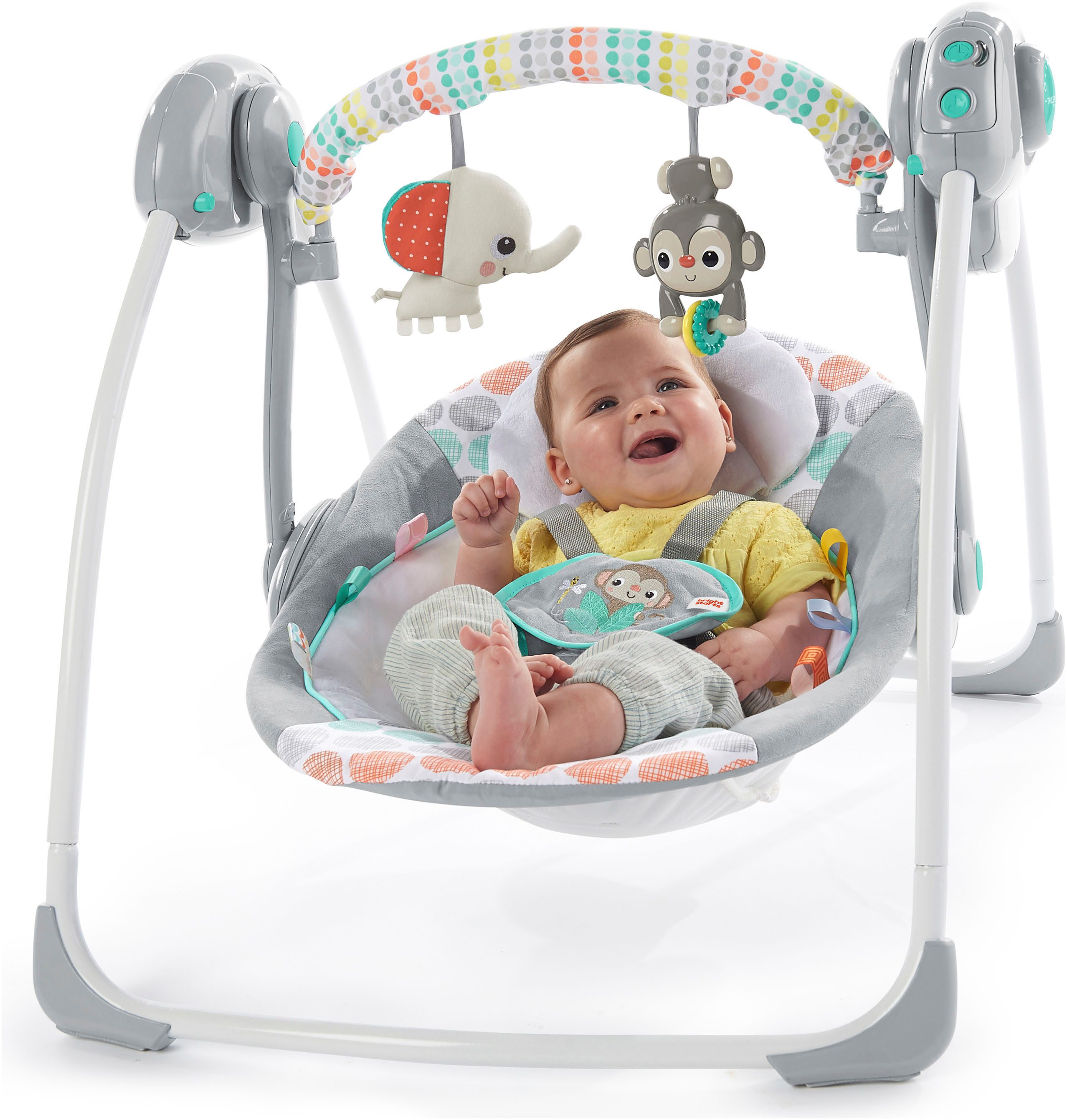 Bright Starts Baby Bouncer Whimsical Wild Portable Swing, with sound effect
