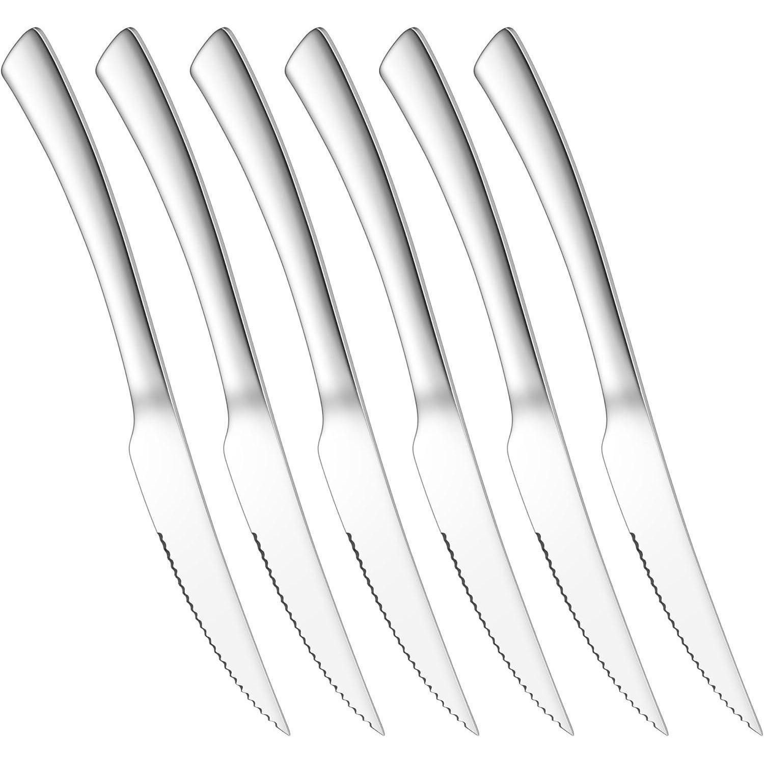 LuxusKollektion Steakmesser Steakmesser Edelstahl Wellenschliff 23cm Tafelmesser 6 Steakmesser Set
