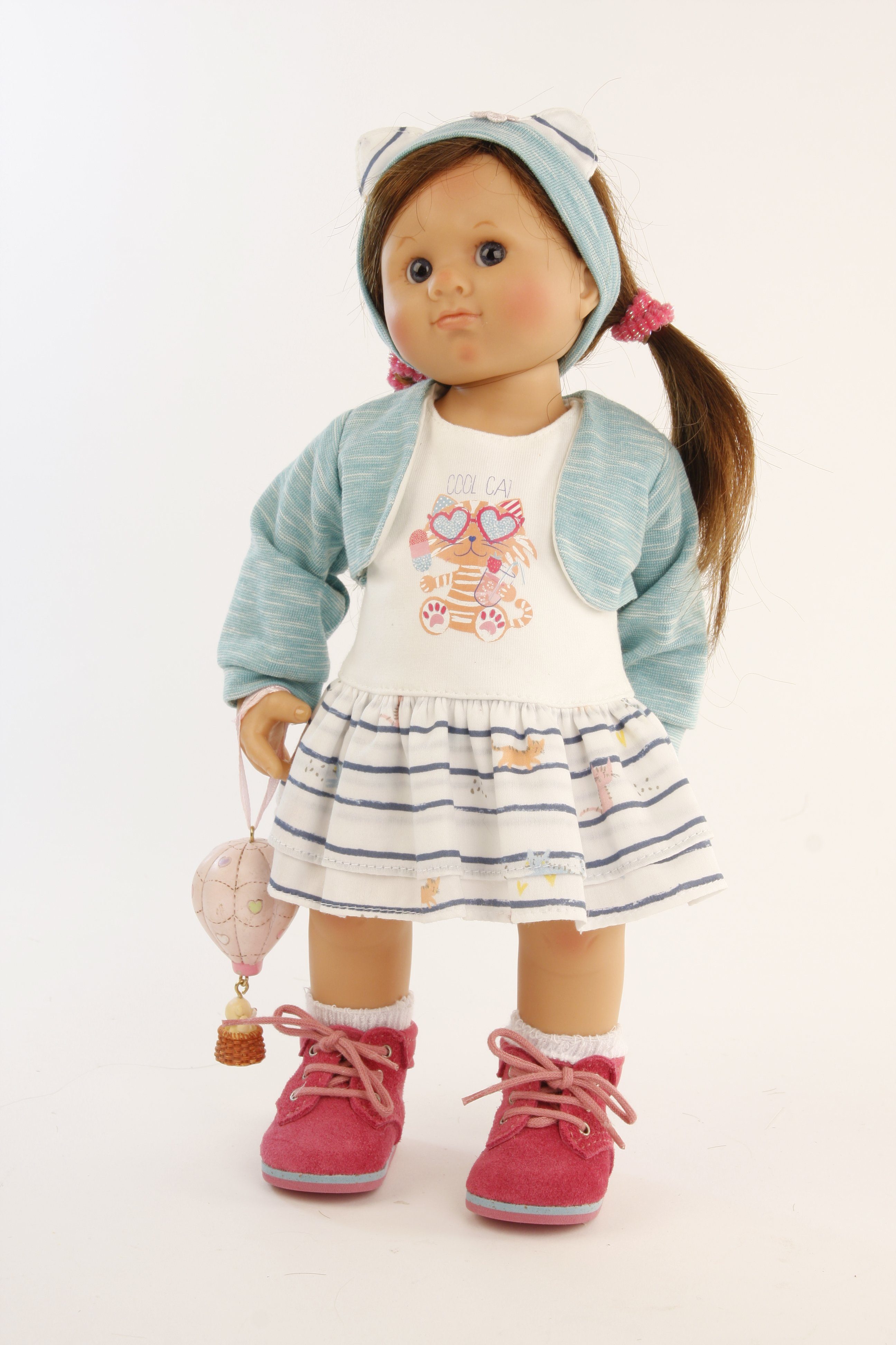 Schildkröt Stehpuppe Schildkröt Sammlerpuppe Müller-Wichtel Pia 30 cm braune Haare, Made in Germany