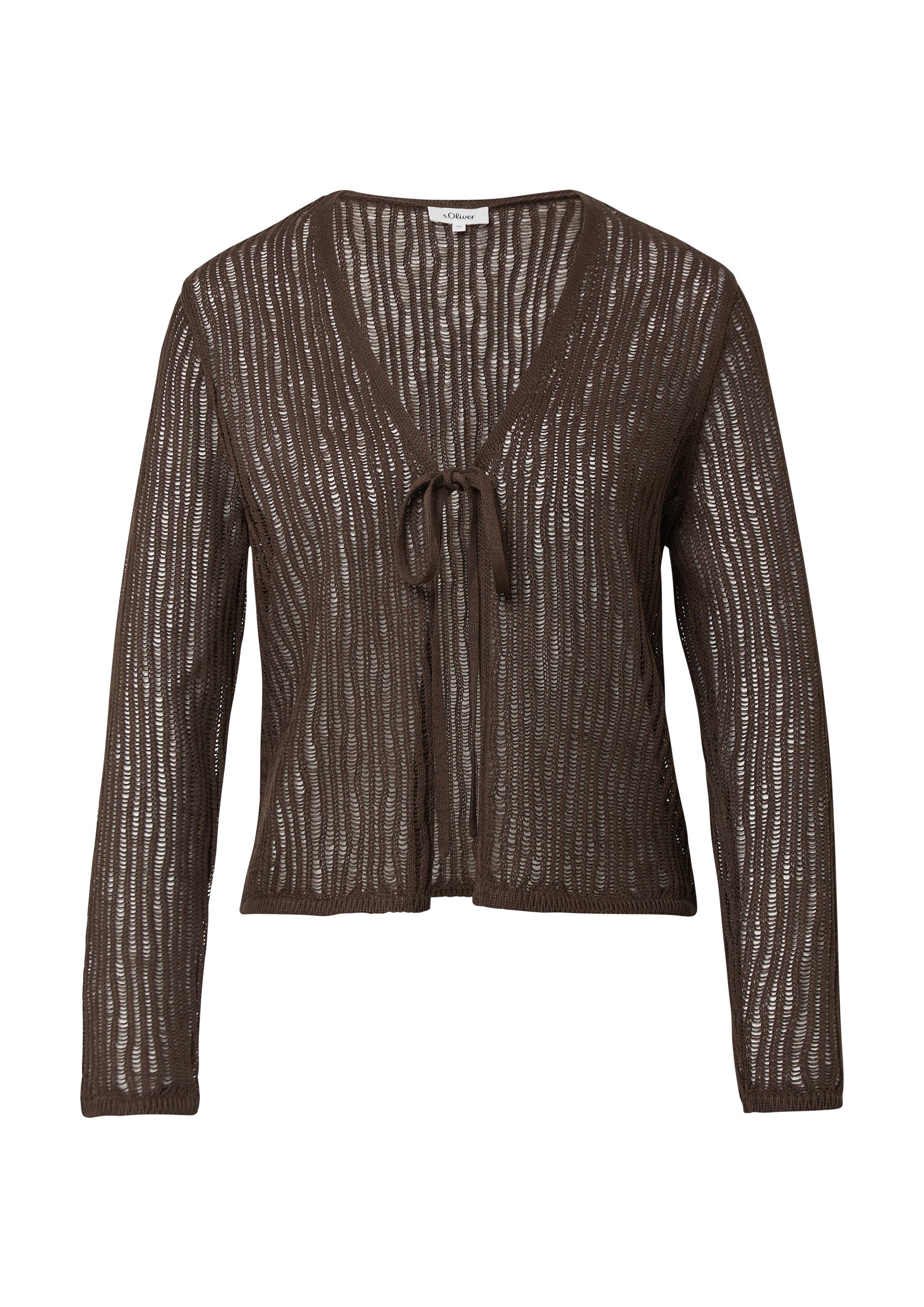 s.Oliver Cardigan Strickjacke Luftiger Cardigan aus Leinenmix mit Ajourmust günstig online kaufen