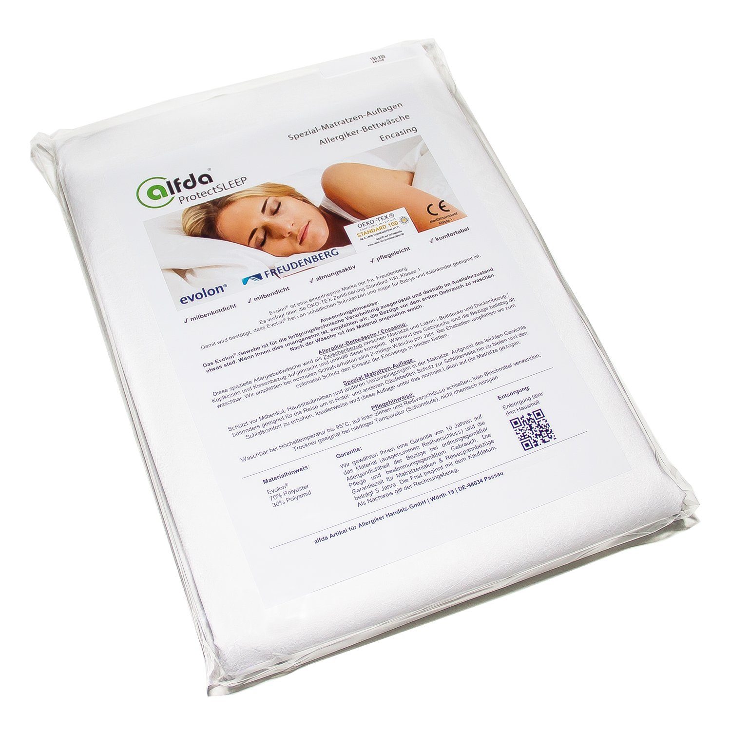 Encasing Allergiker Matratzenbezug aus Evolon alfdaProtectSLEEP, verschiedene Größen erhältlich
