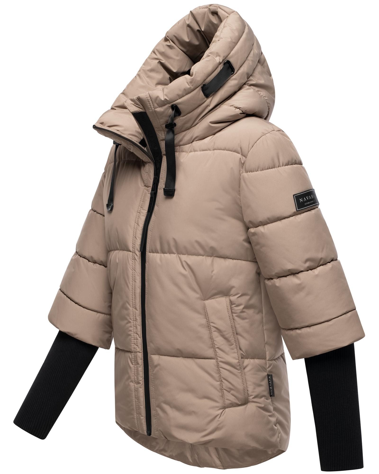 Navahoo Steppjacke Lotusherz XIV Warme gesteppte Winterjacke mit Rippstrickärmeln – Bild 3 von 5