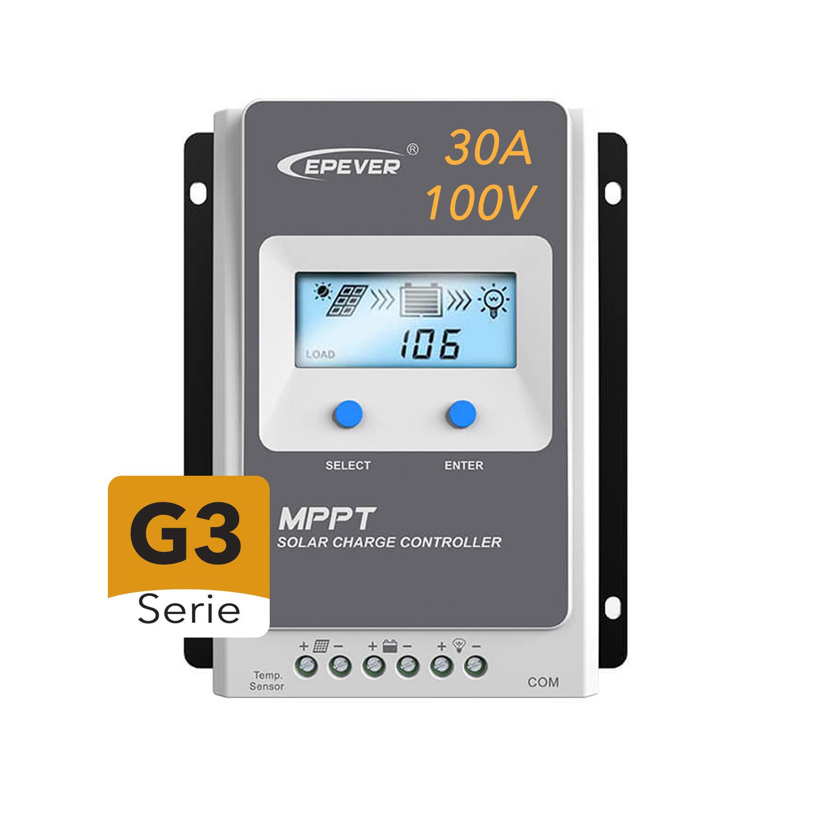 enjoy solar Solarladeregler EPEVER® MPPT Tracer AN, EPEVER® IT-NC G3 MPPT-Laderegler, Standard Modbus Kommunikationsprotokoll mit RS485 Schnittstelle