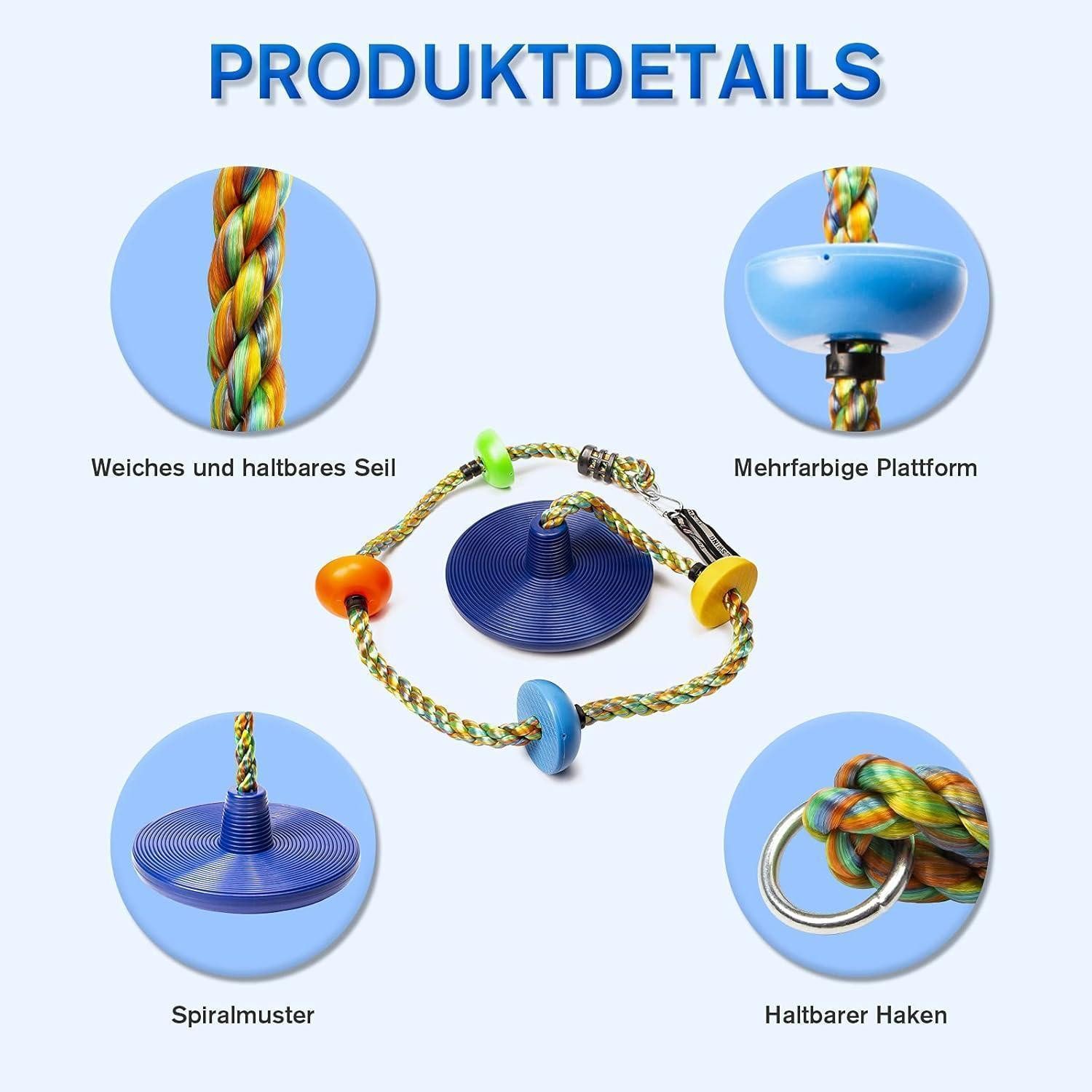 LuxusKollektion Kletterseil Multifunktions Kinderholz Trapeze Schaukel mit Kunststoff Turnringe