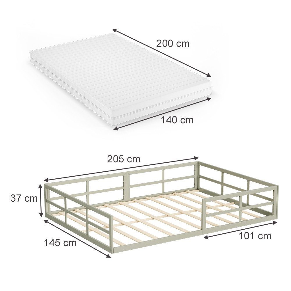 VitaliSpa® Kinderbett Minno, Greige, 140x200 mit Matratze günstig online kaufen