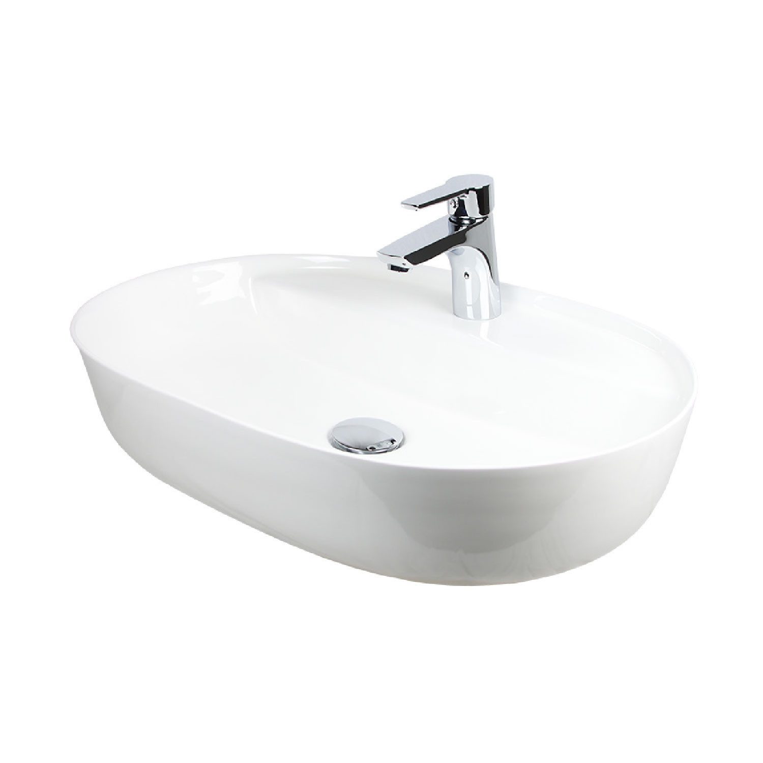 Stabilo Sanitär Waschbecken Keramik Aufsatz Waschbecken Oval Anschlussset w günstig online kaufen