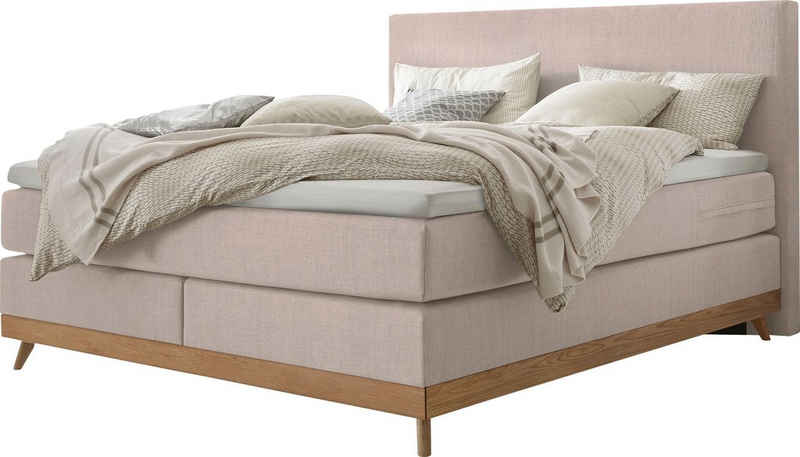 HASENA Boxspringbett Scandia, Boxspringbett, gepolstertes Kopfteil, Scandi Look, Füsse Eiche bianco