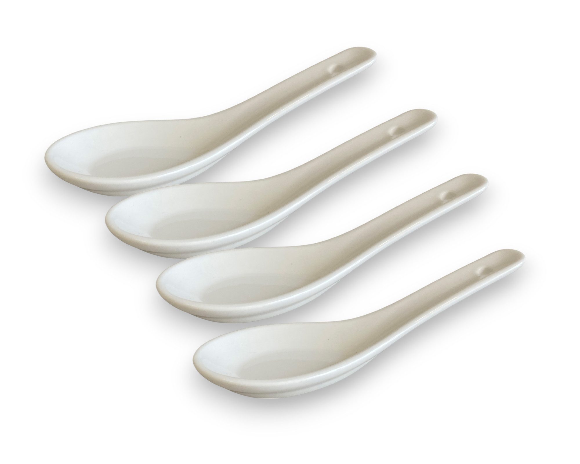 WestCraft Suppenlöffel White and black Series ASIATICA, Porzellan-Löffel-Set Asien / Ramen, 13 cm - Reis-Löffel - Suppen-Löffel, Servier-Löffel - Spoon-Set