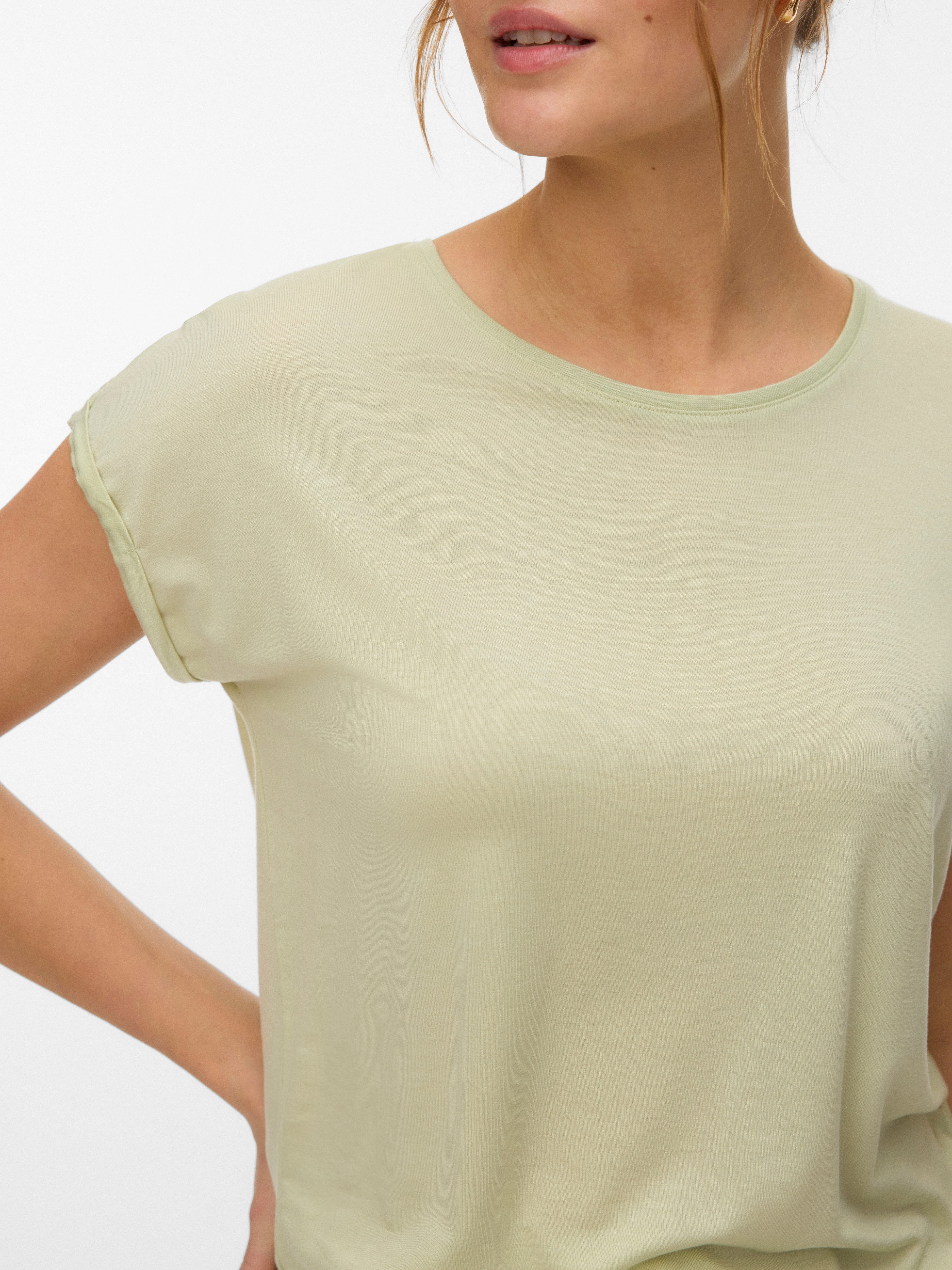 Vero Moda T-Shirt VMAVA PLAIN SS TOP JRS NOOS Materialmix, regular fit – Bild 3 von 5