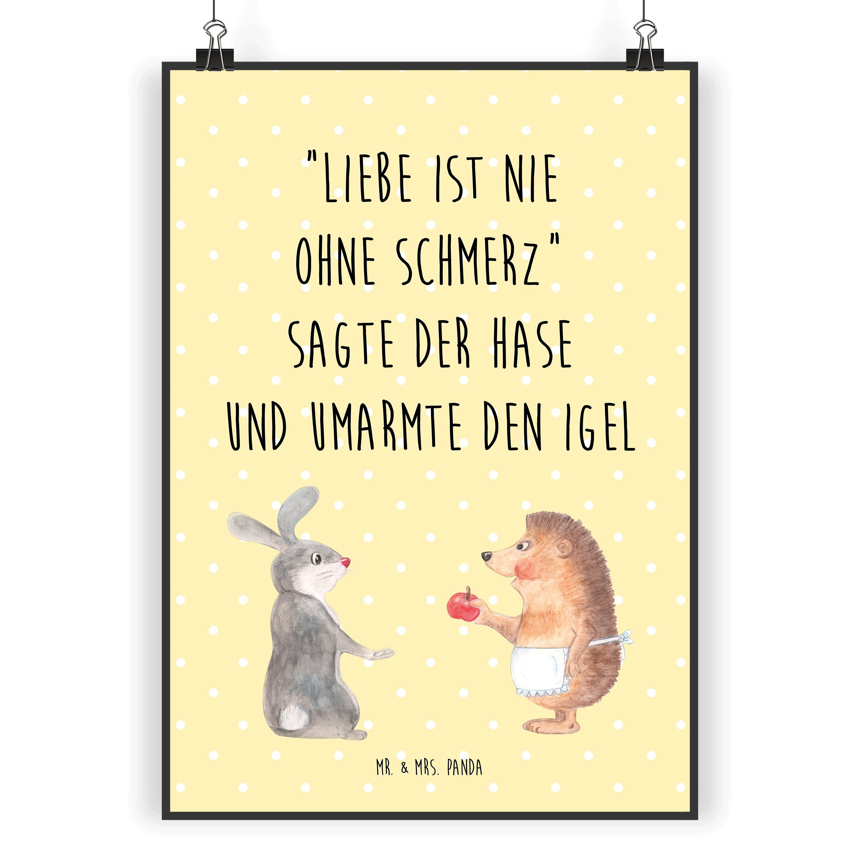 Mr. & Mrs. Panda Poster »Liebe ist nie ohne Schmerz Gelb Pastell