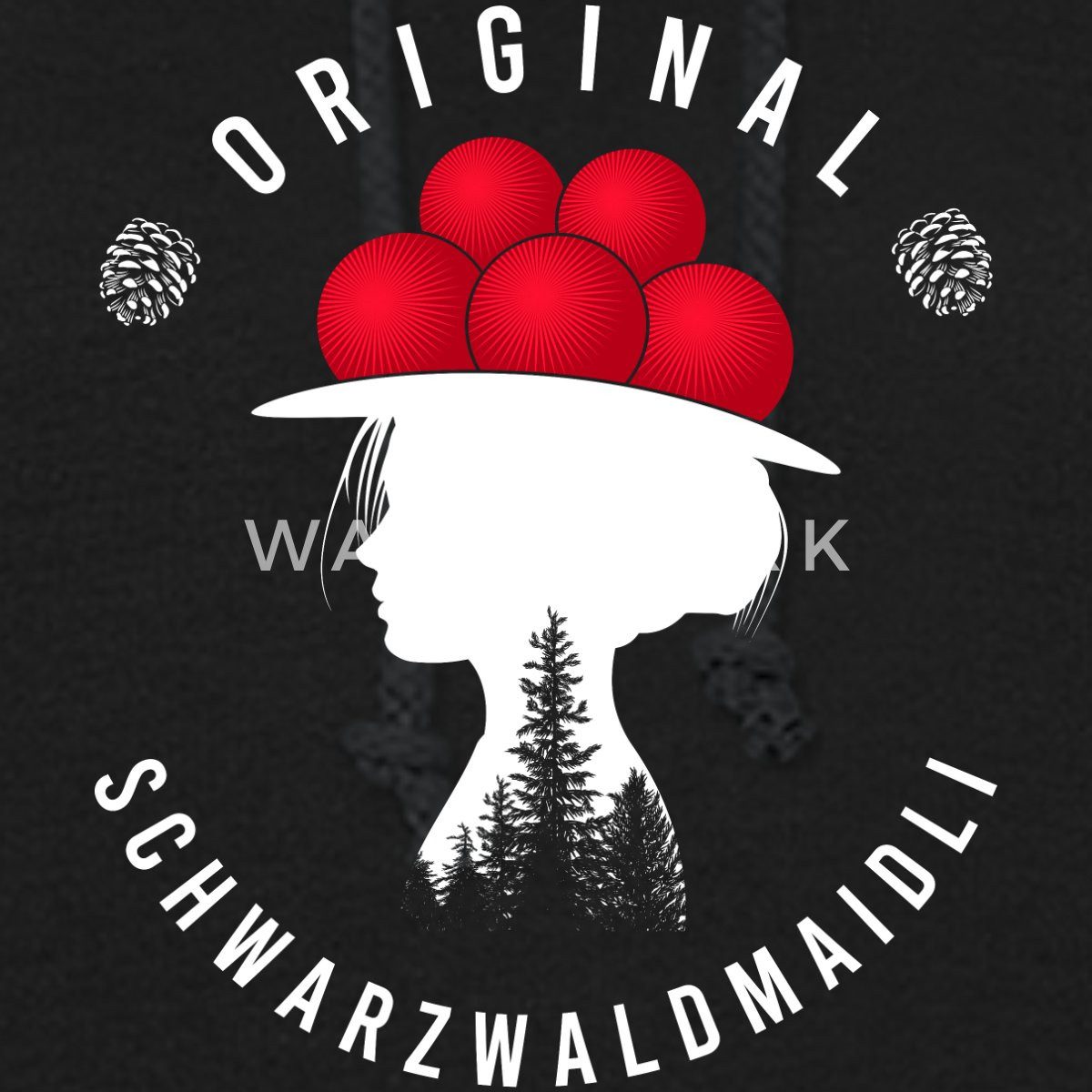 Spreadshirt Hoodie Schwarzwald Bollenhut Schwarzwaldmaidl Damen Hoodie (1-tlg)