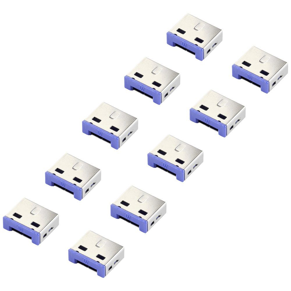 Laptopschloss Renkforce USB-A Port Schloss RF-4695230 10er Set Silber-Blau RF-4695