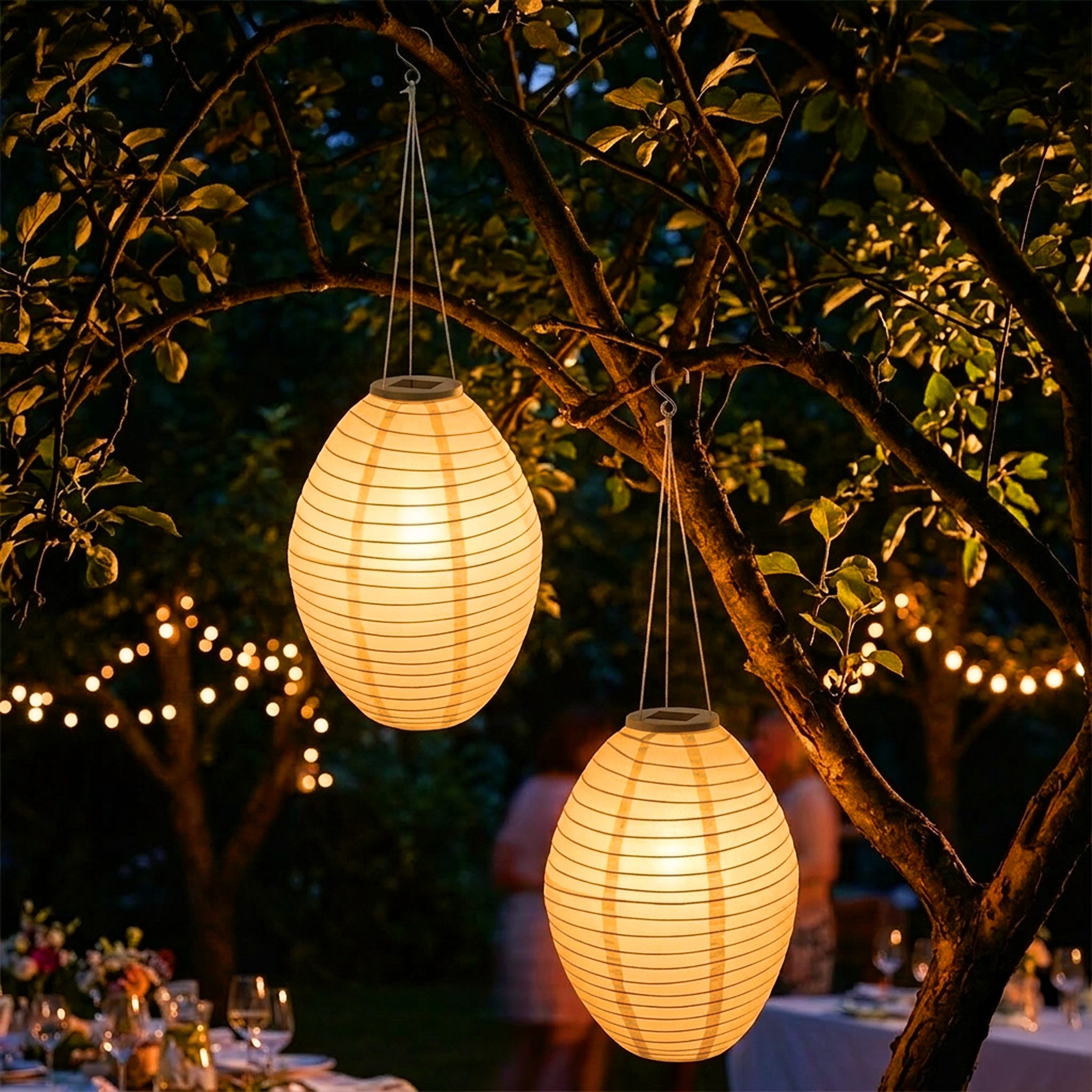 Spetebo LED Solarleuchte LED Solar Lampion - Garten Deko Beleuchtung warm weiß, Solar betrieben, LED fest integriert, warm weiß, Automatische Einschaltung bei Dämmerung