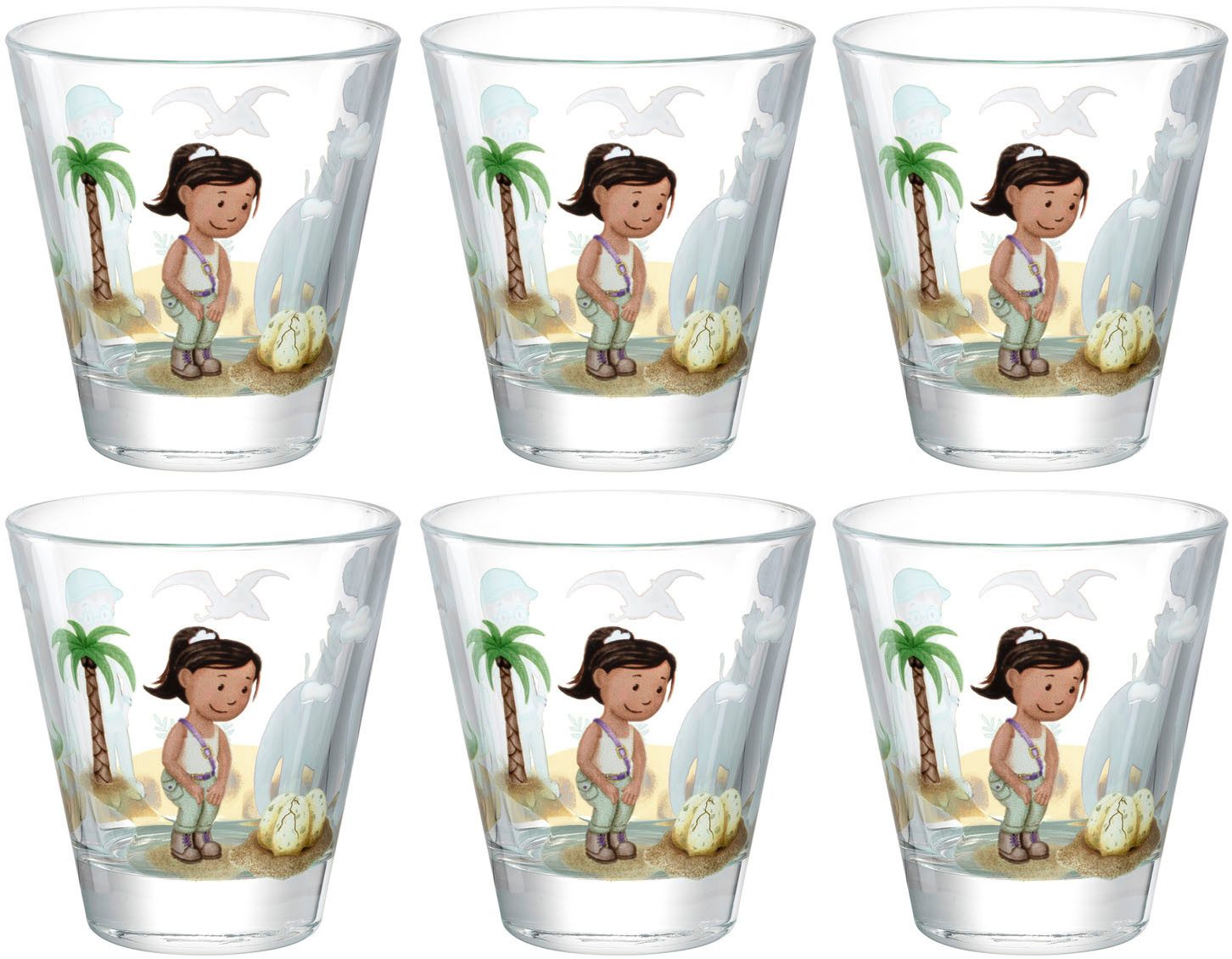 LEONARDO Gläser-Set Dino BAMBINI AVVENTURA, 6-tlg., Glas, 215 ml, 6-teilig