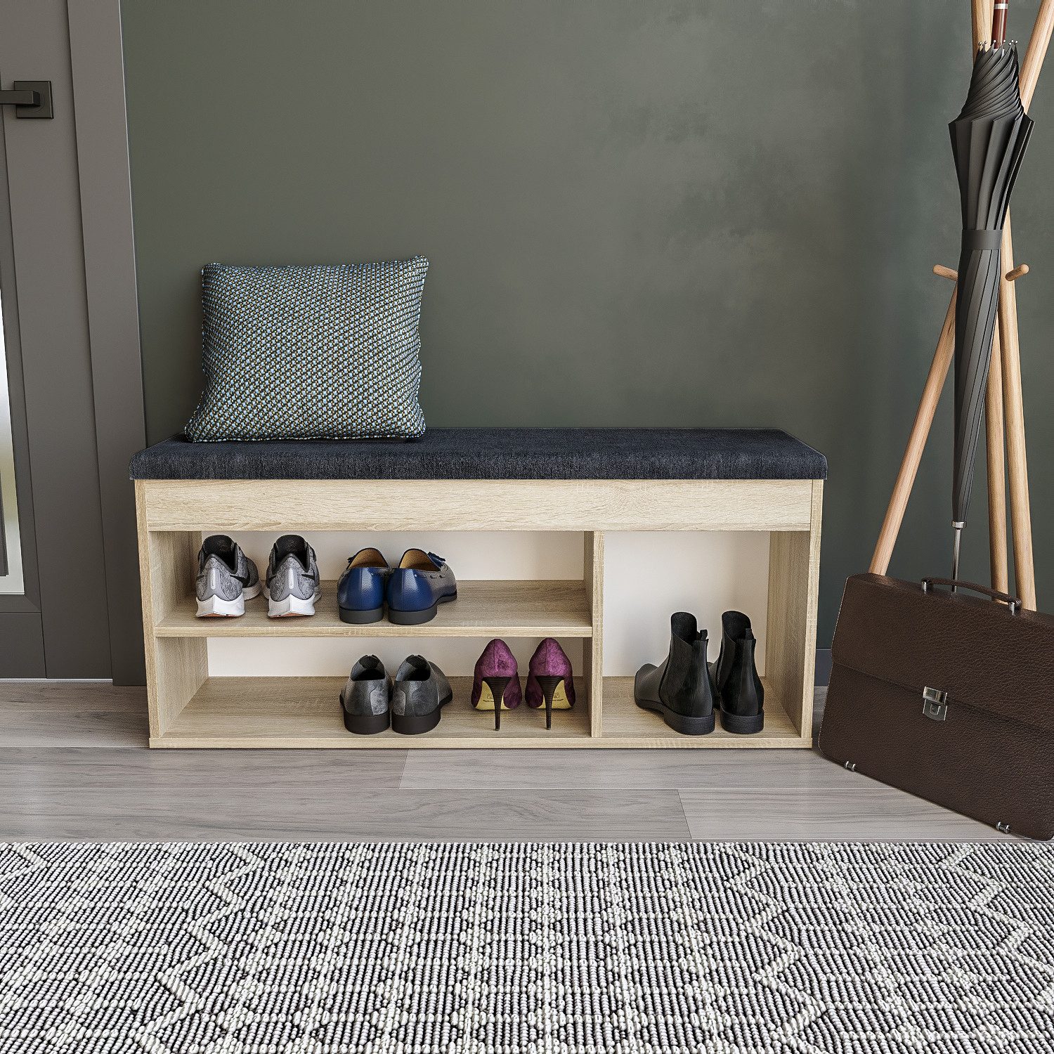 KOMTO Schuhbank Mit Sitzfläche Schuhregal Bank mit Stauraum Schuhschrank mi günstig online kaufen